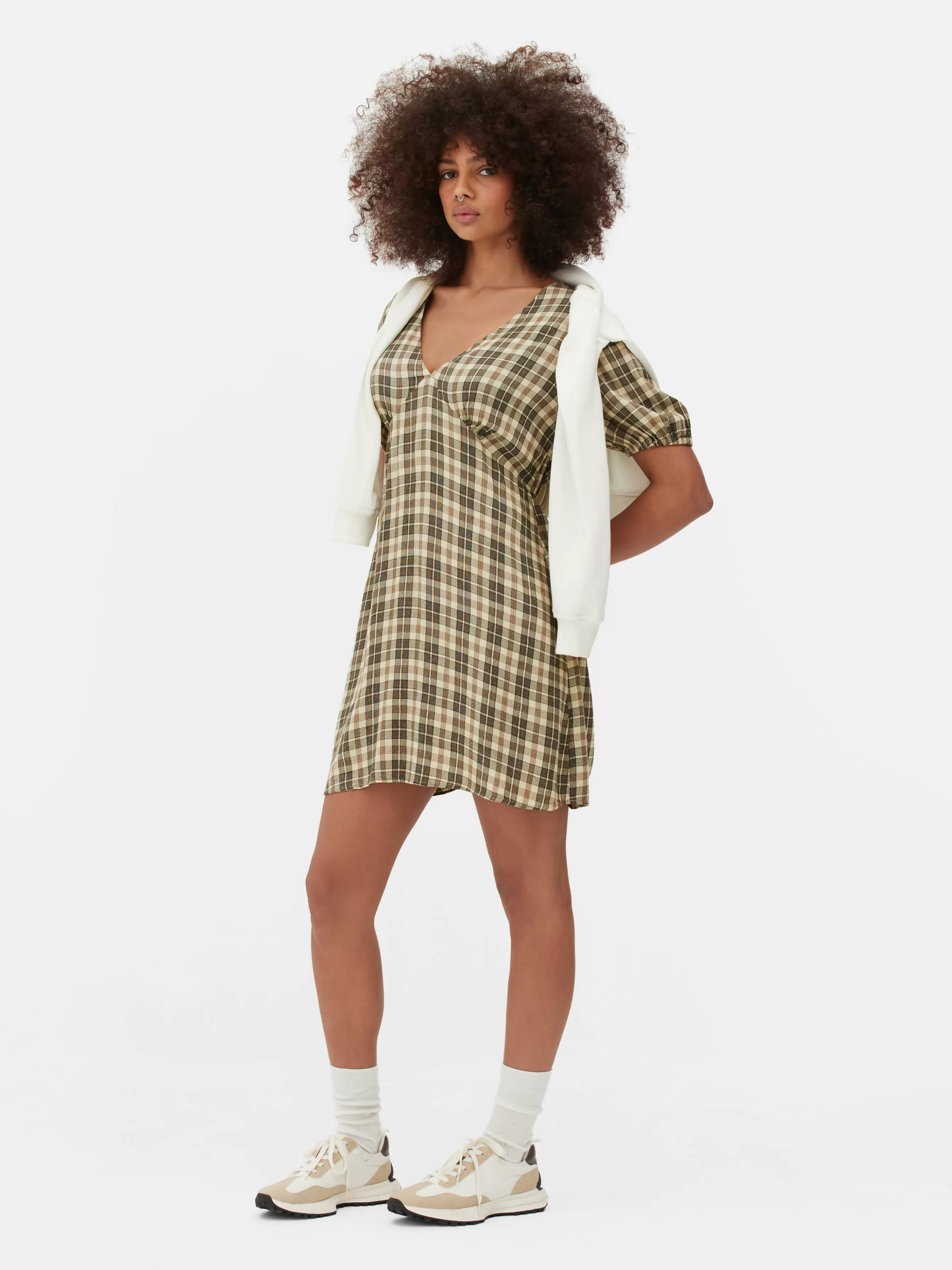 Discount Primark Mini Robe à Carreaux Et Col En V Multicolore