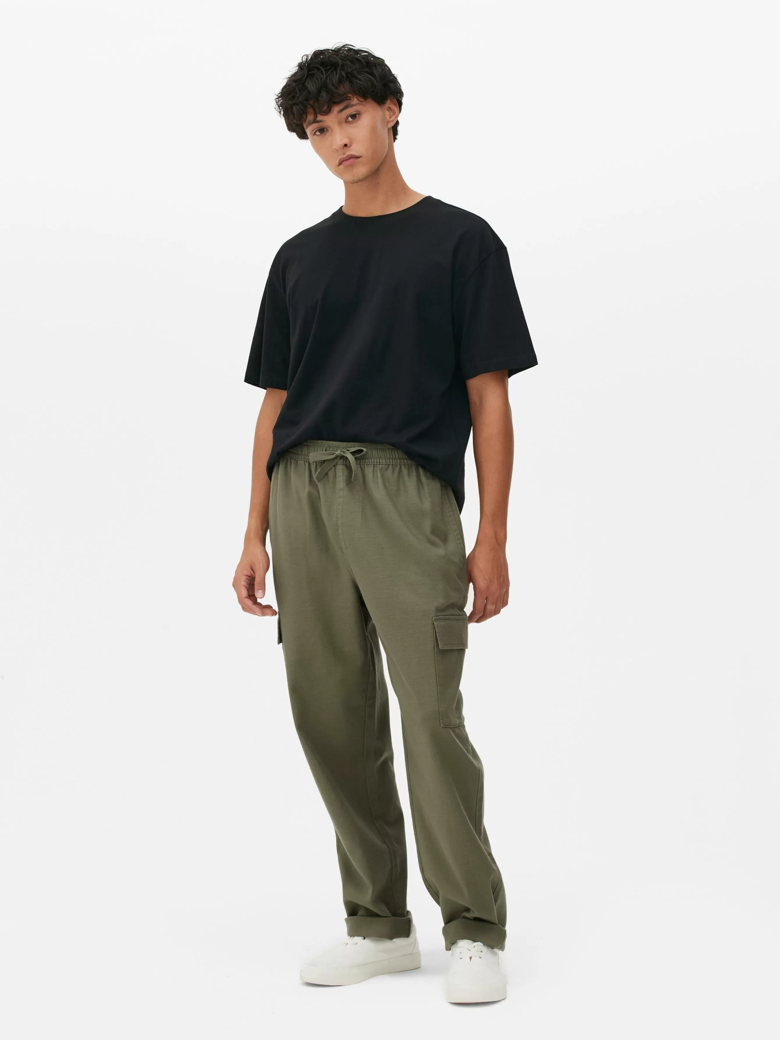 Discount Primark Pantalon Cargo à Cordon De Serrage à La Taille Kaki