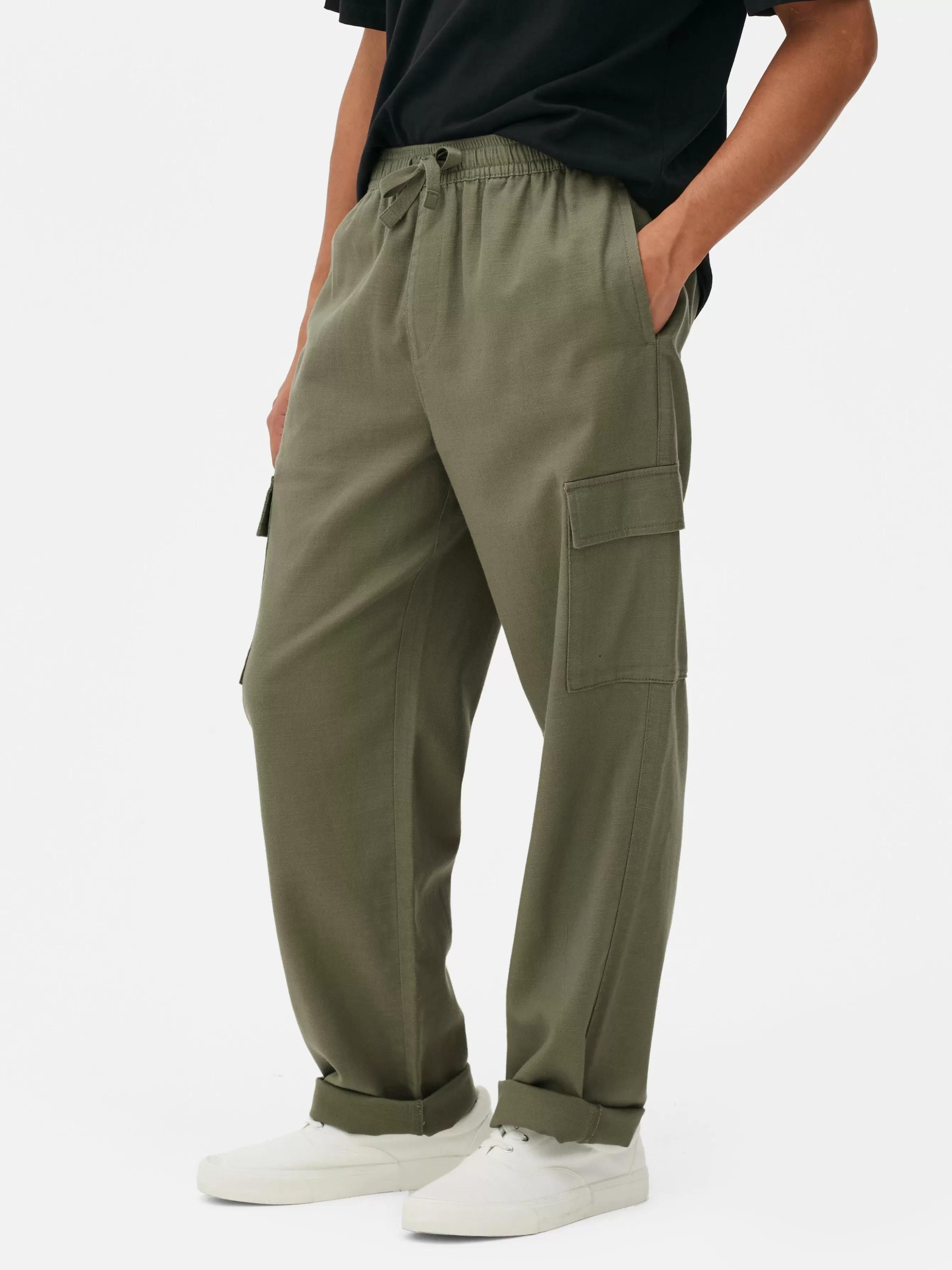 Discount Primark Pantalon Cargo à Cordon De Serrage à La Taille Kaki