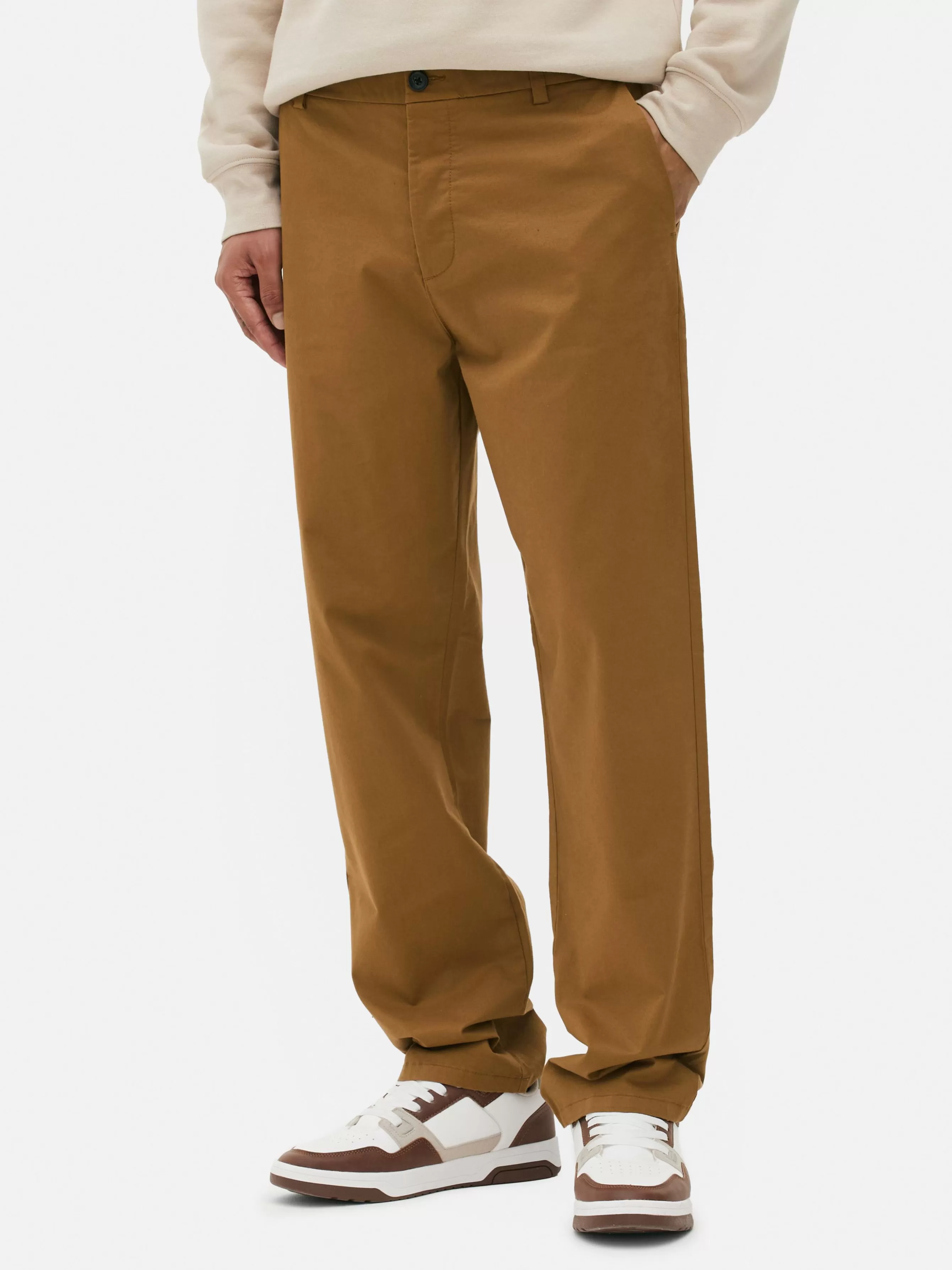 Clearance Primark Pantalon Chino Coupe Droite Tabac