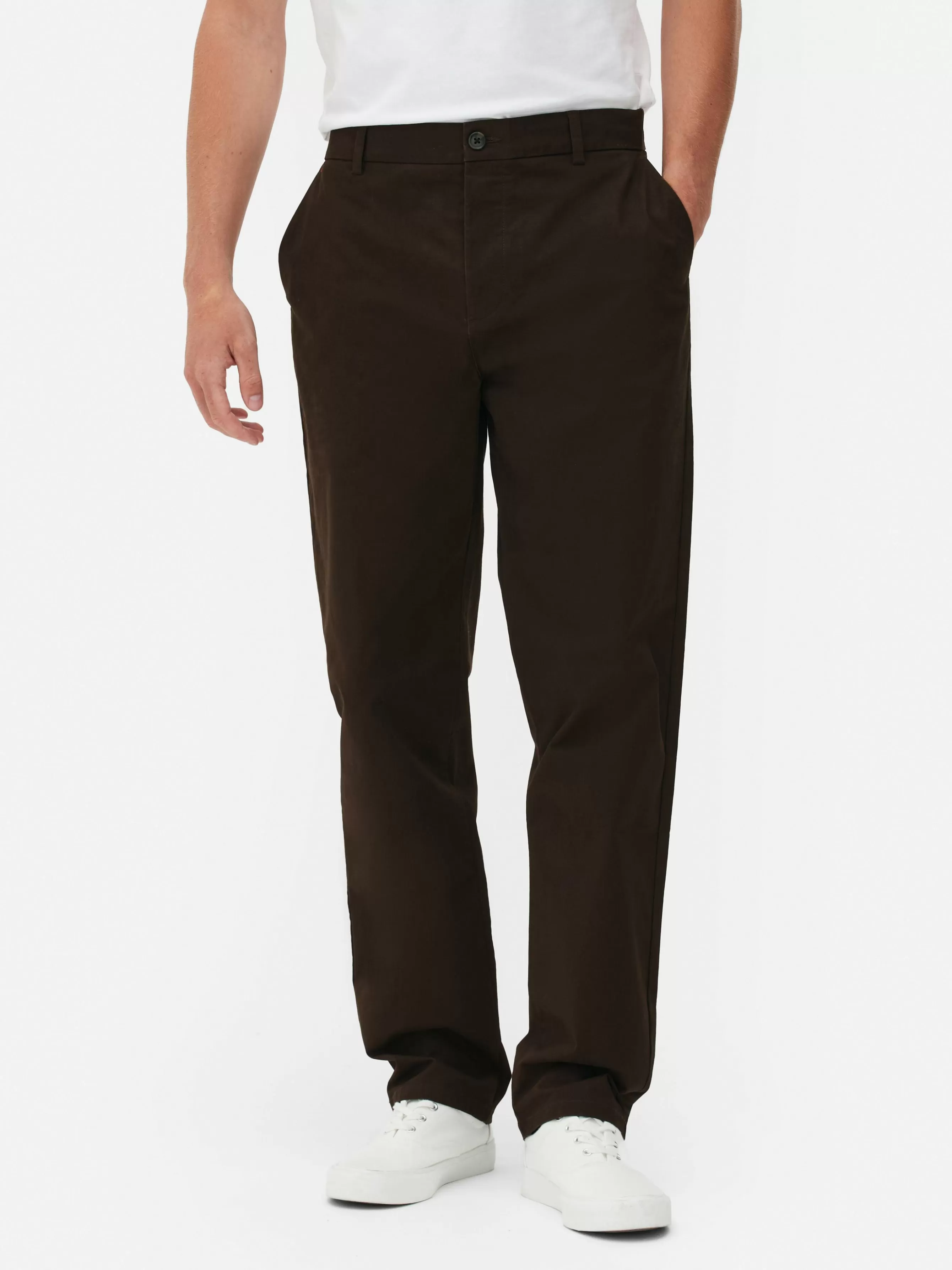 Cheap Primark Pantalon Chino Stretch Coupe Droite Marron