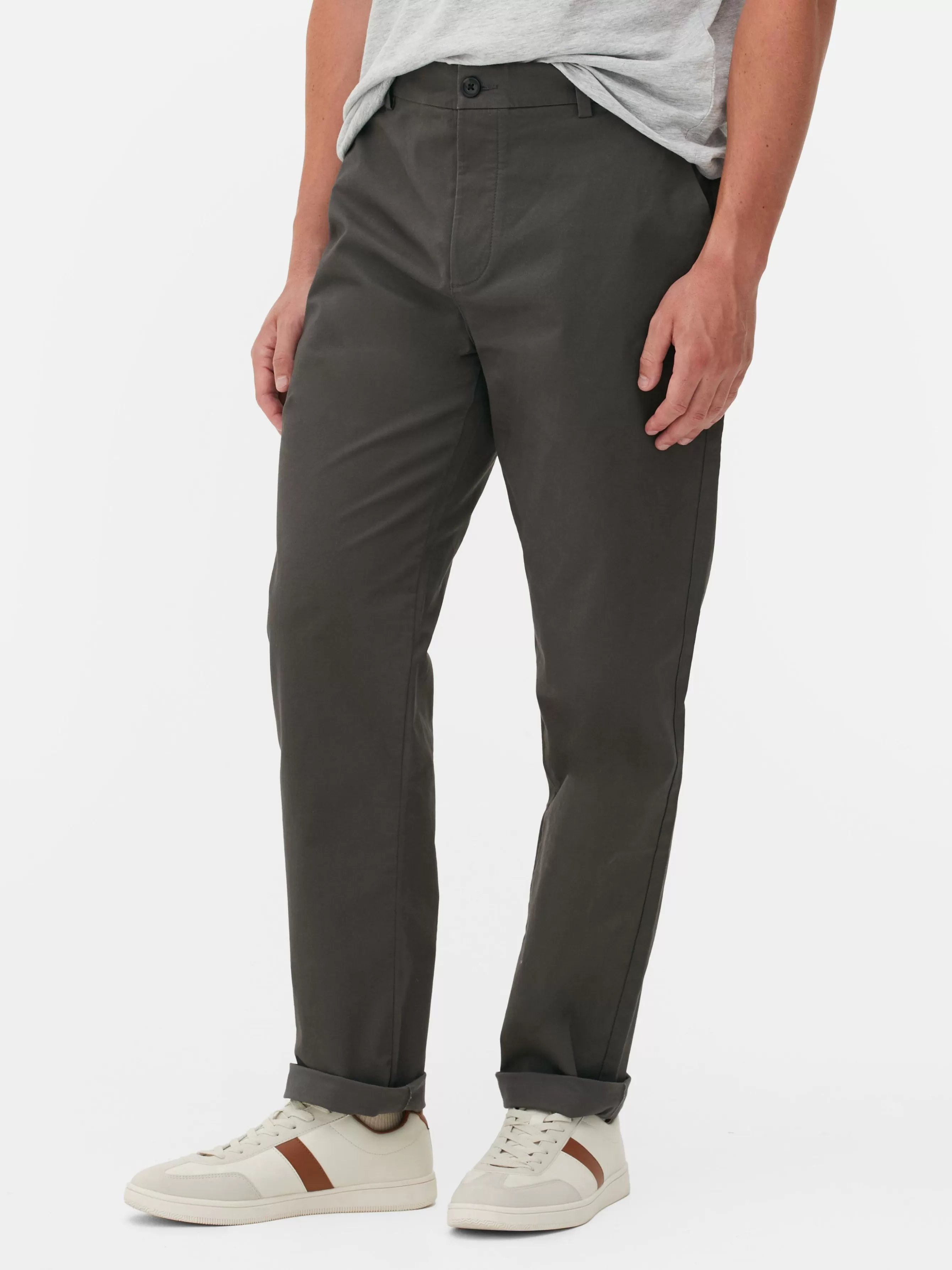 Outlet Primark Pantalon Chino Stretch Coupe Droite Anthracite