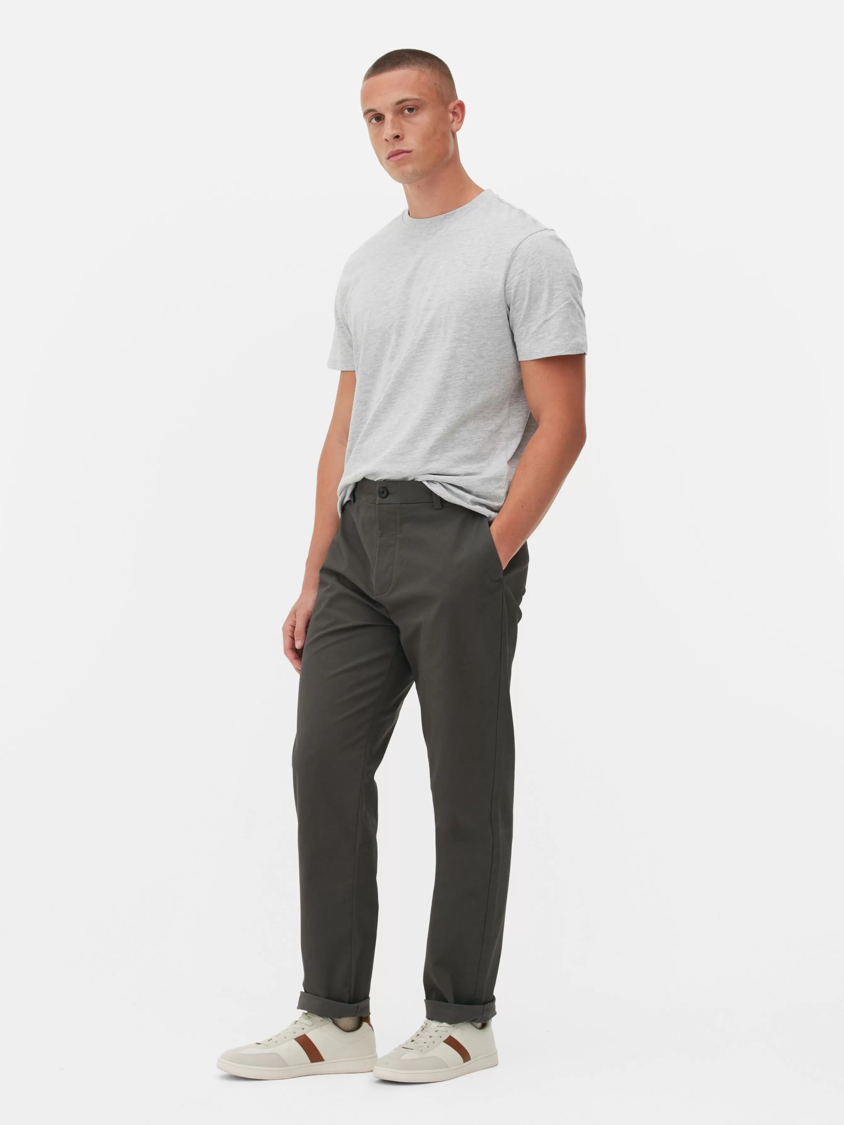 Outlet Primark Pantalon Chino Stretch Coupe Droite Anthracite