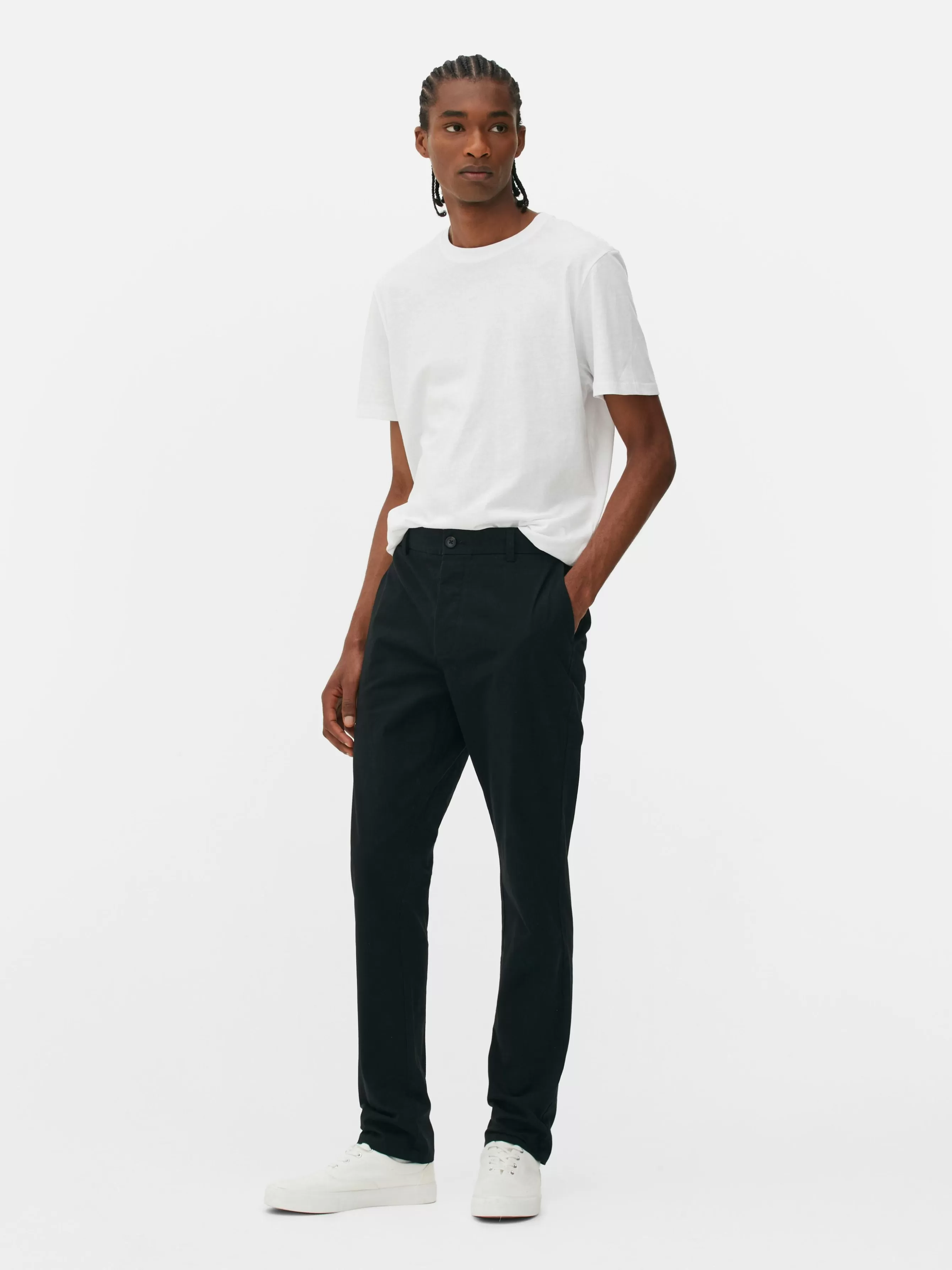 Best Sale Primark Pantalon Chino Stretch Coupe Slim Noir