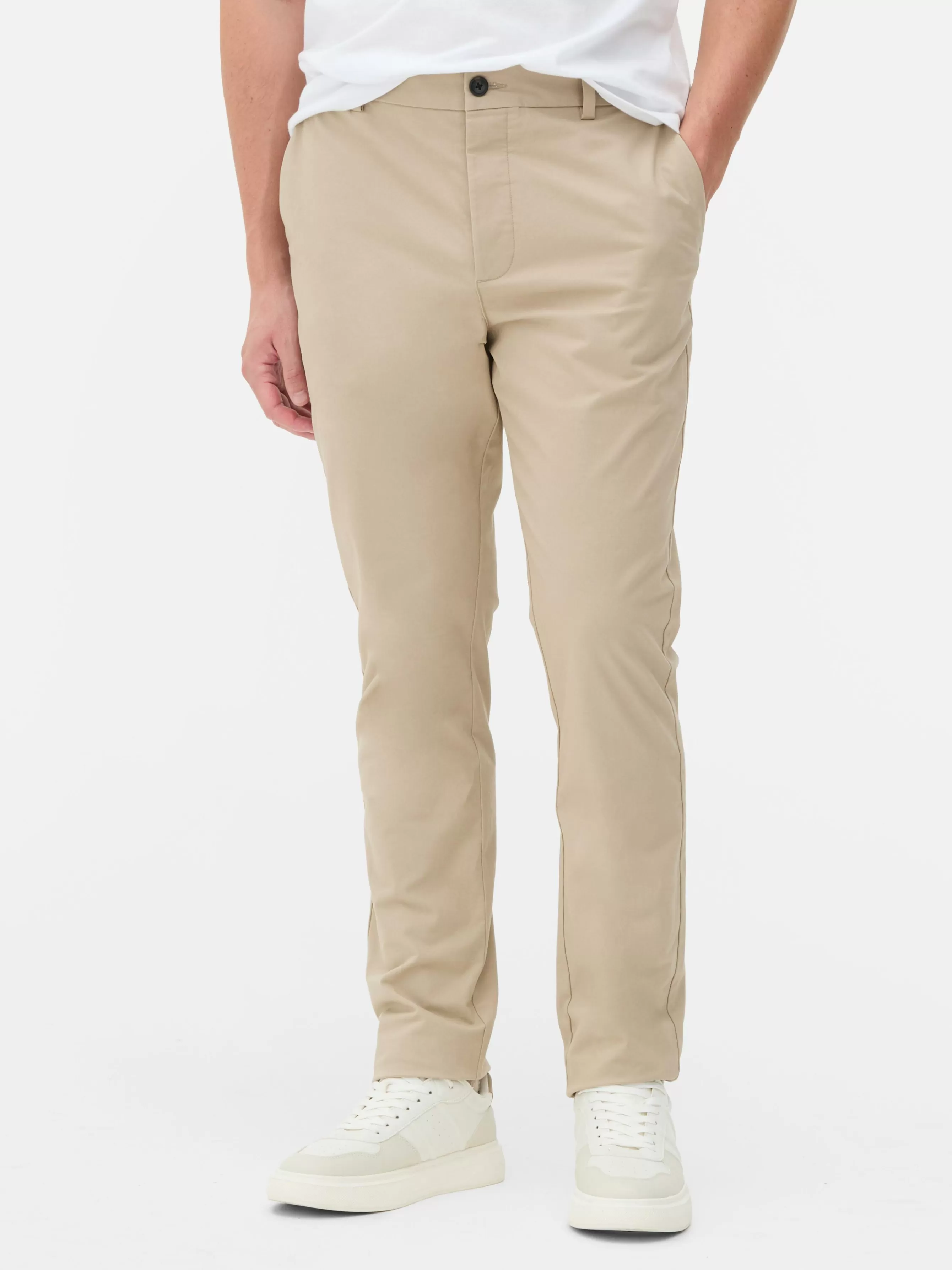 Clearance Primark Pantalon Chino Stretch Coupe Slim Grège