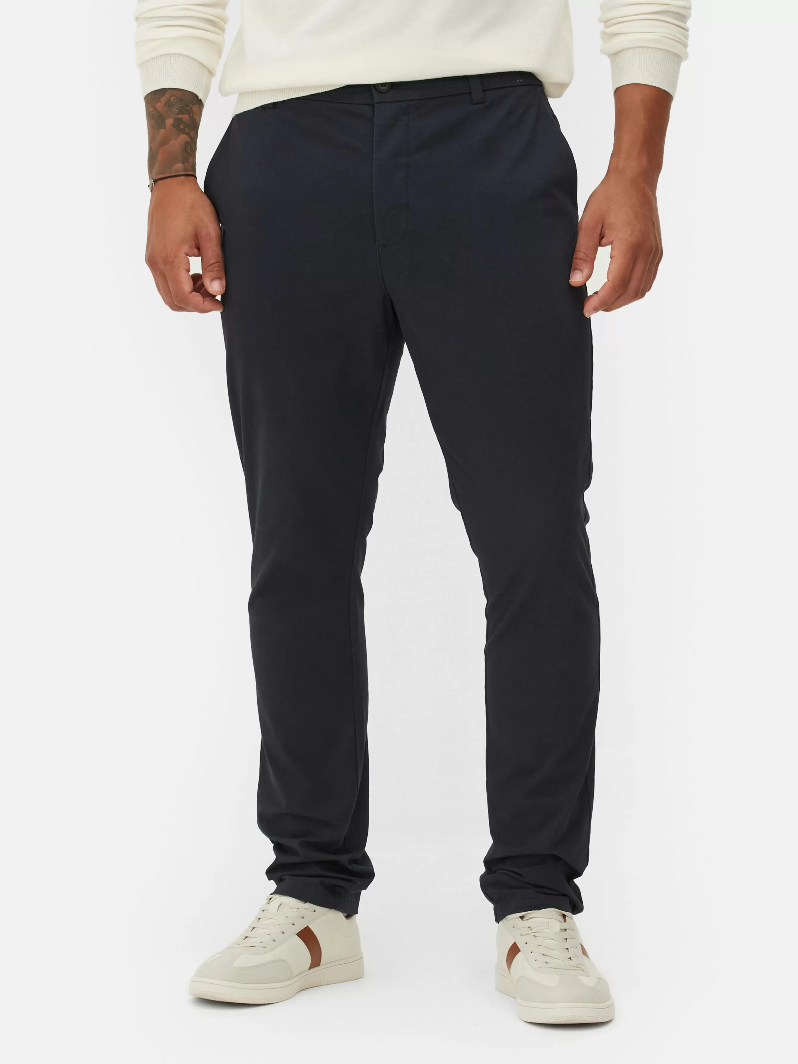 Online Primark Pantalon Chino Stretch Coupe Slim Bleu marine