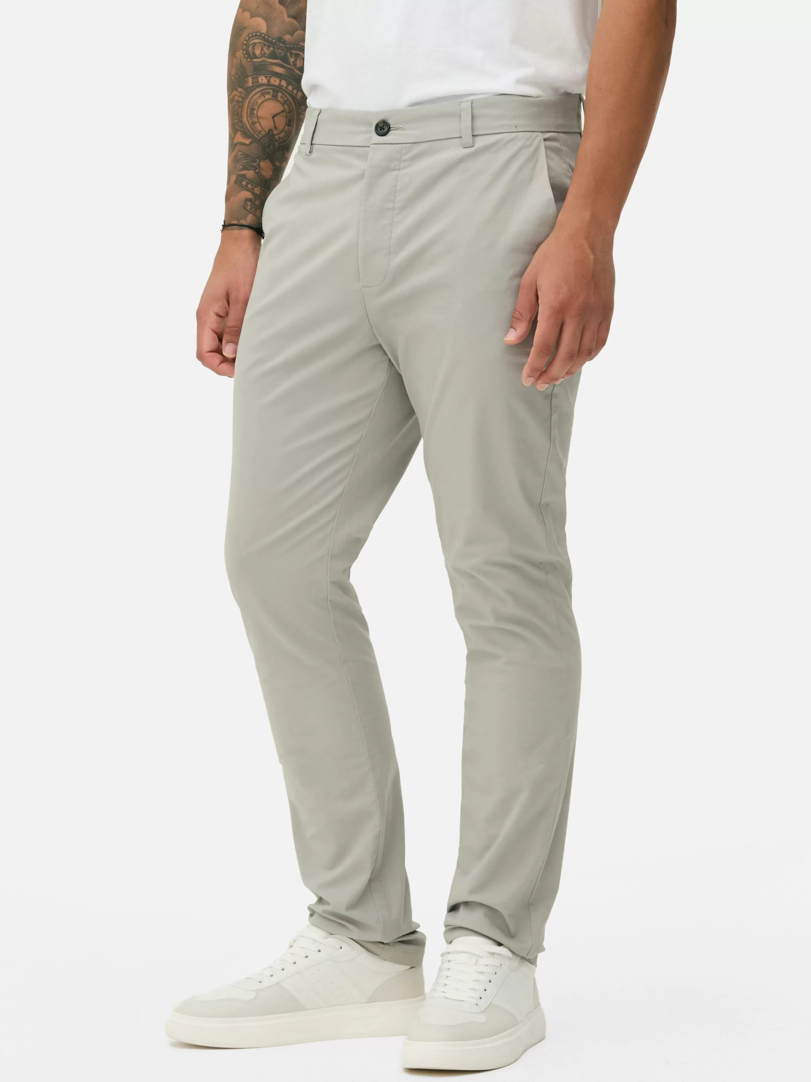 Hot Primark Pantalon Chino Stretch Coupe Slim Gris clair