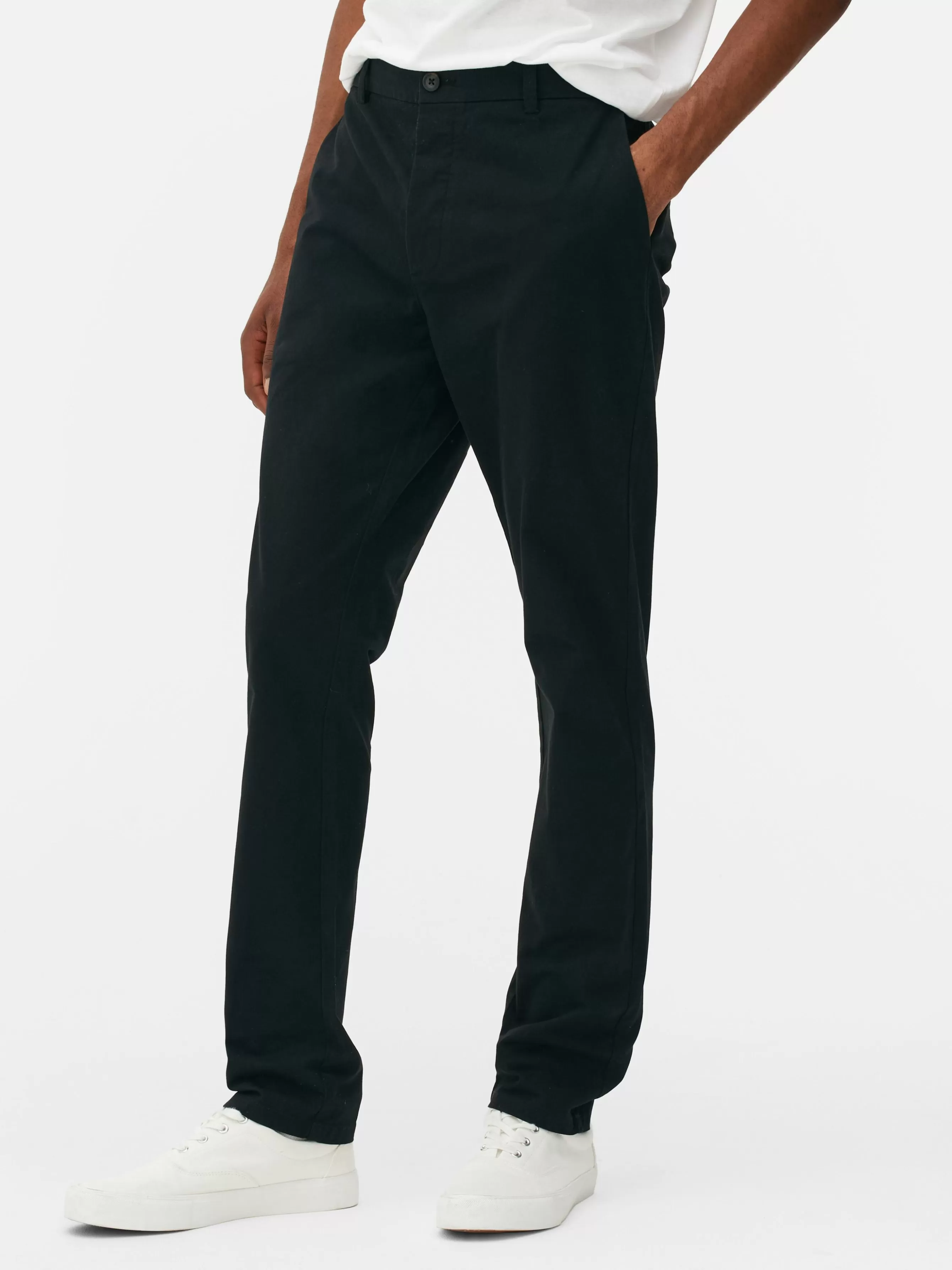 Best Sale Primark Pantalon Chino Stretch Coupe Slim Noir