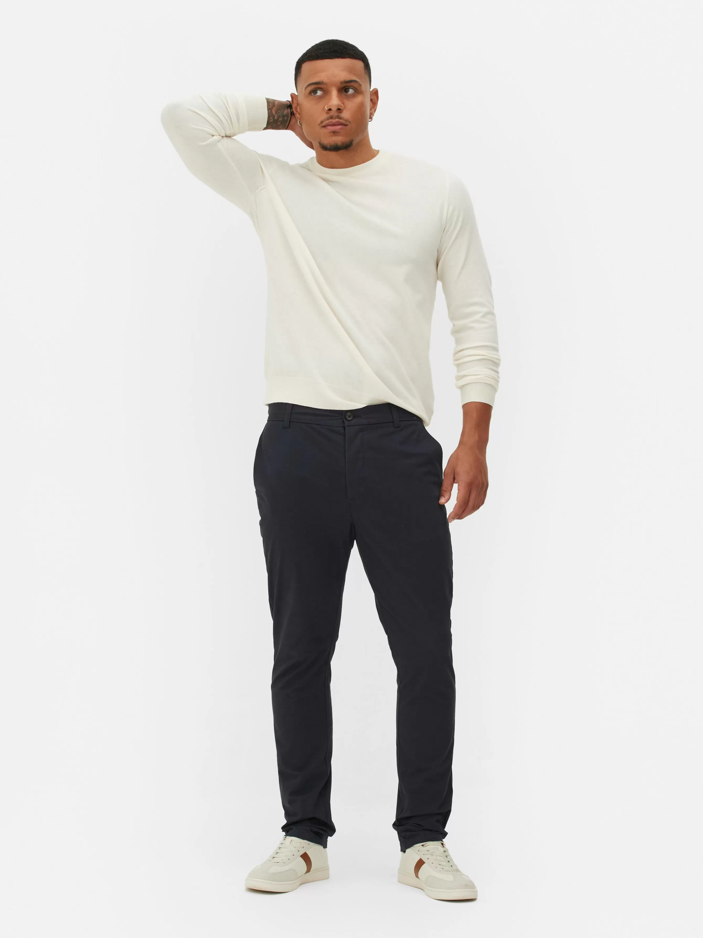 Online Primark Pantalon Chino Stretch Coupe Slim Bleu marine