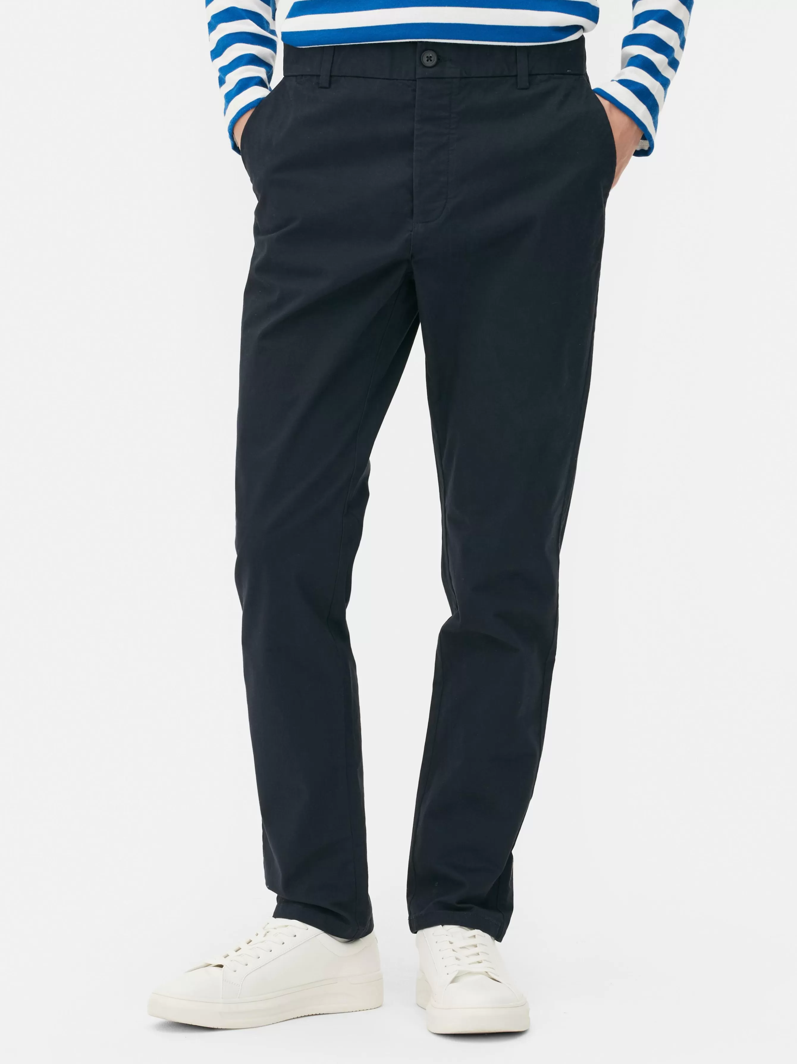 Store Primark Pantalon Chino Stretch Coupe Slim Bleu marine