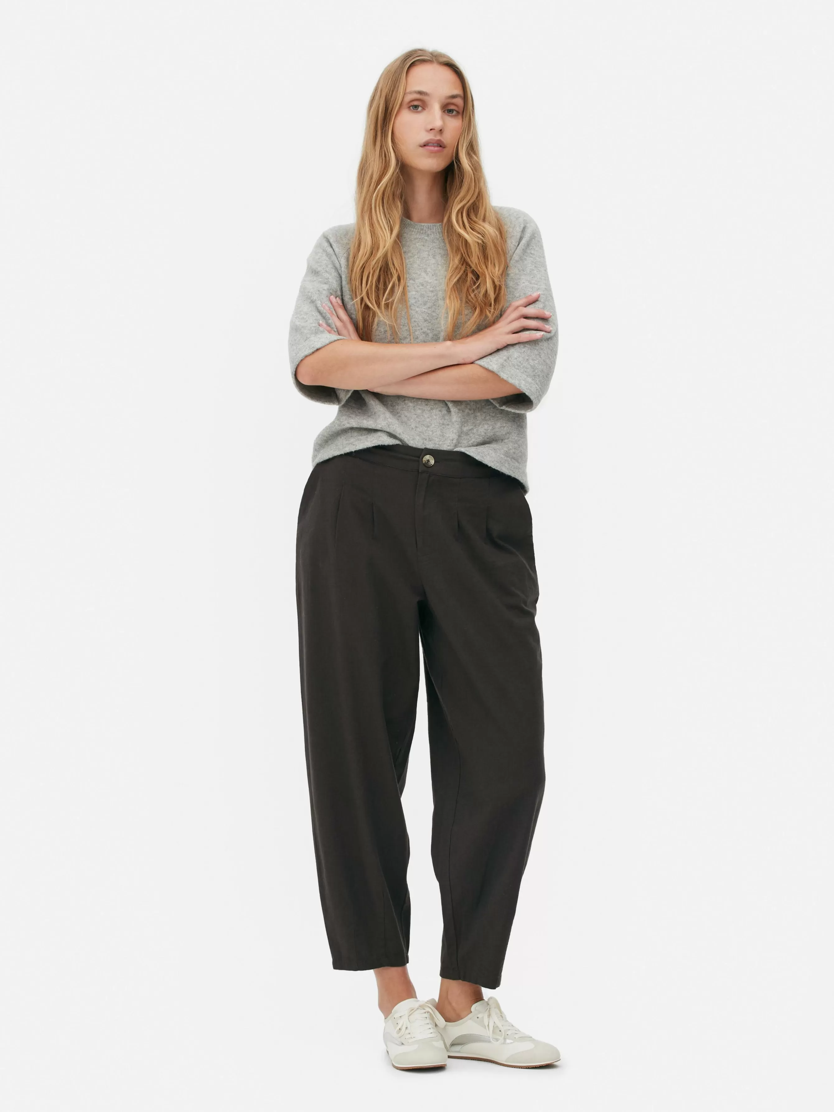 Cheap Primark Pantalon Fuselé Plissé Anthracite