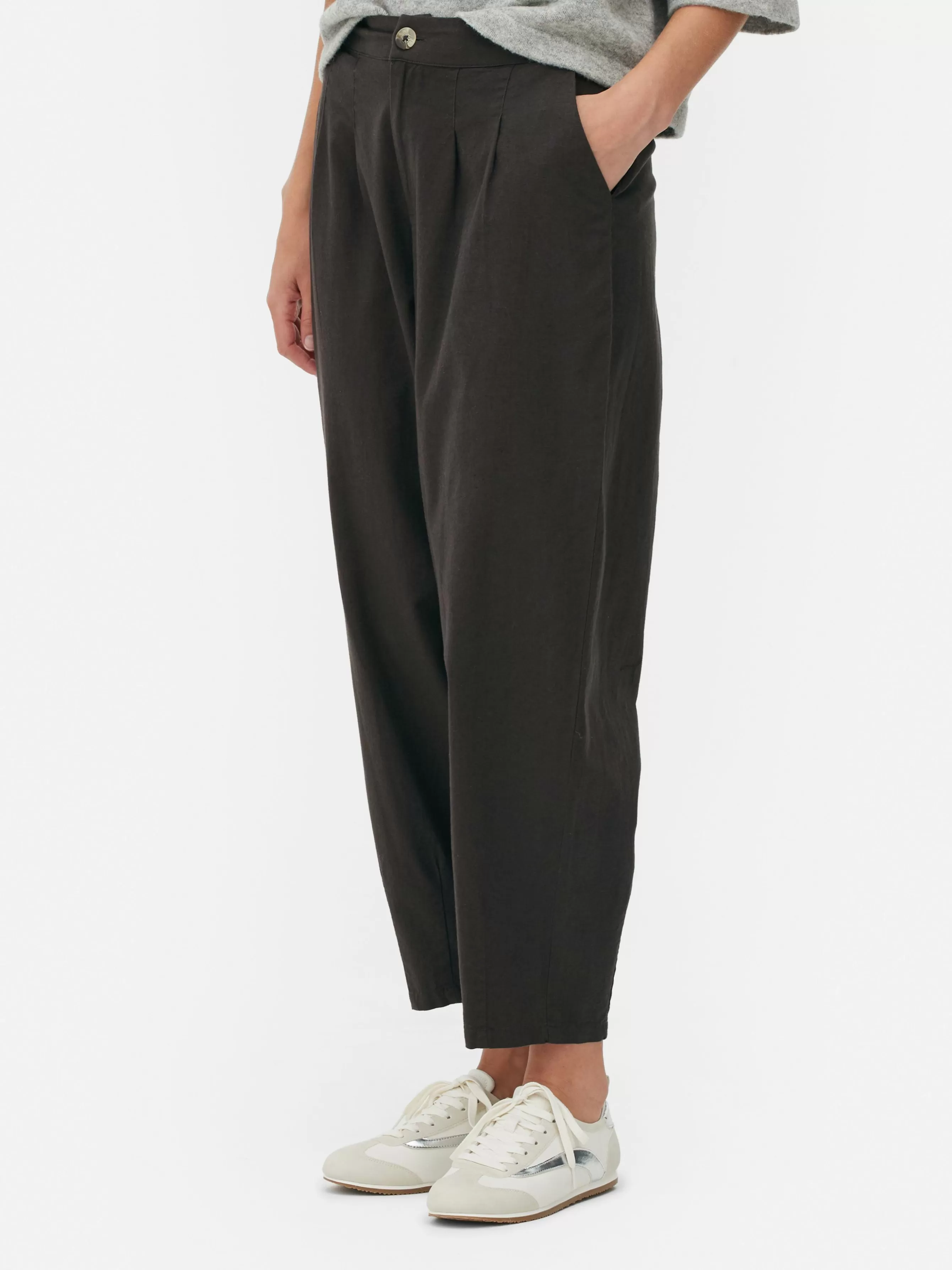 Cheap Primark Pantalon Fuselé Plissé Anthracite