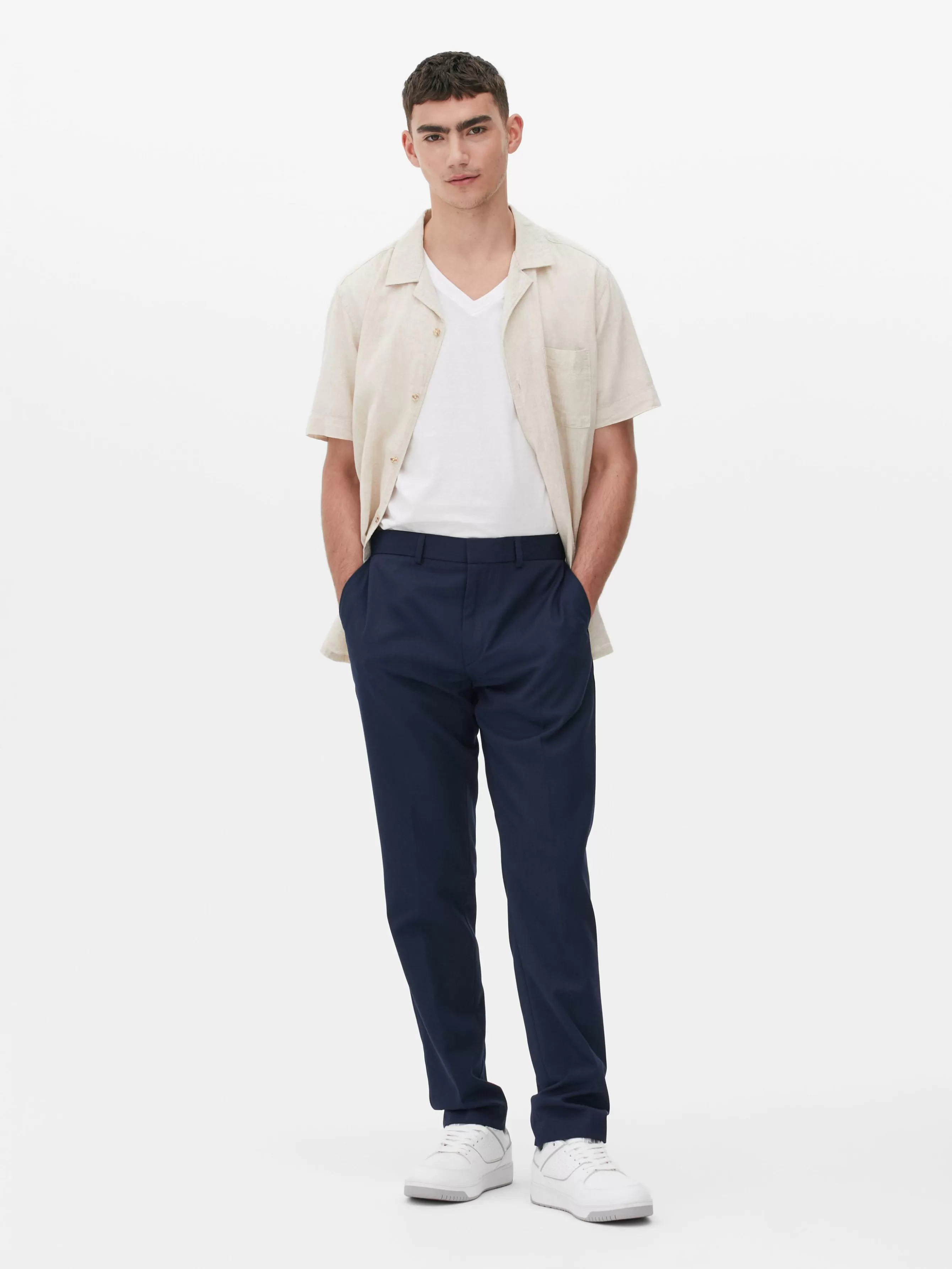 Outlet Primark Pantalon Habillé En Sergé Bleu marine