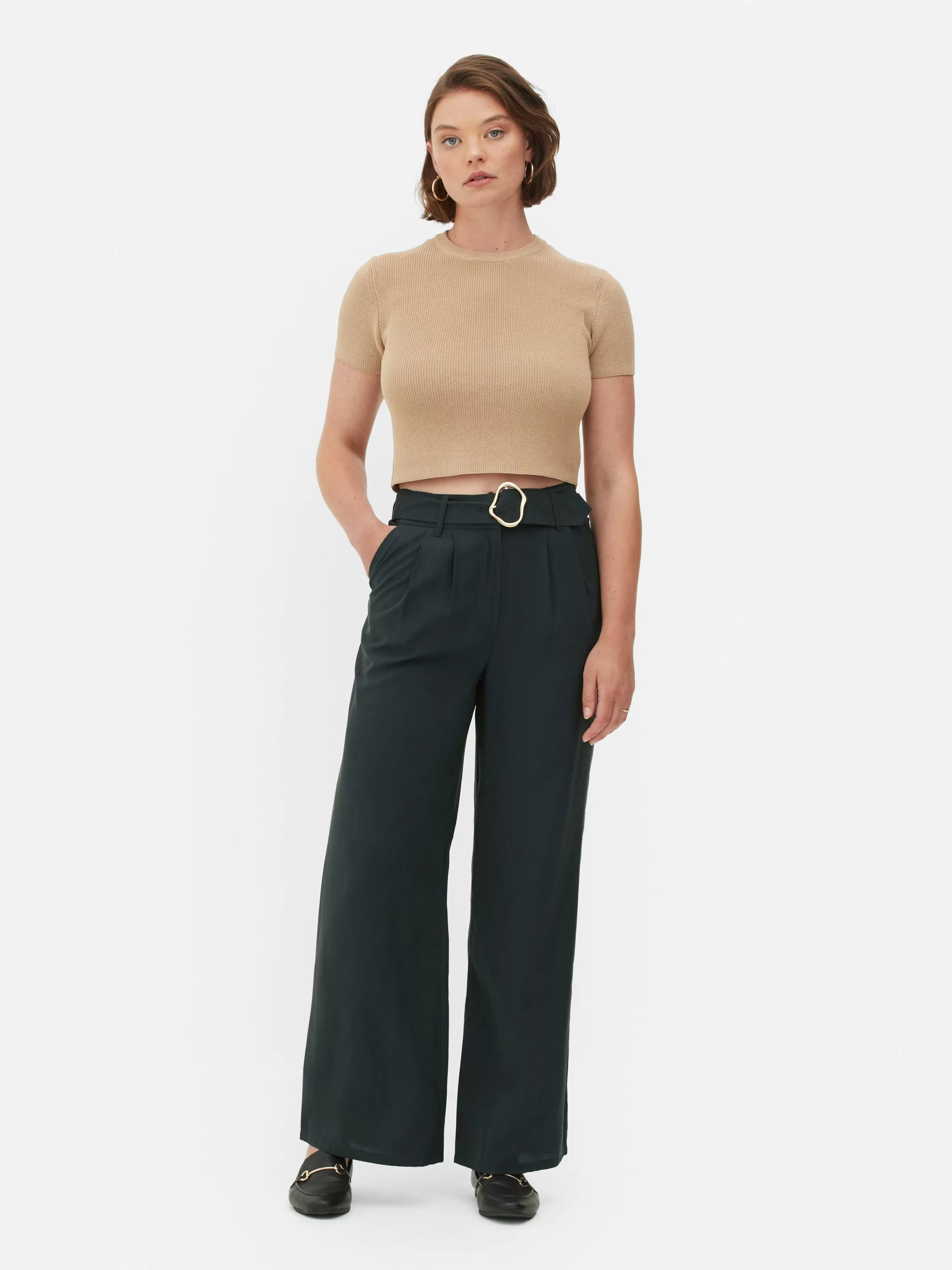 Best Sale Primark Pantalon Large à Boucle à Coordonner Noir