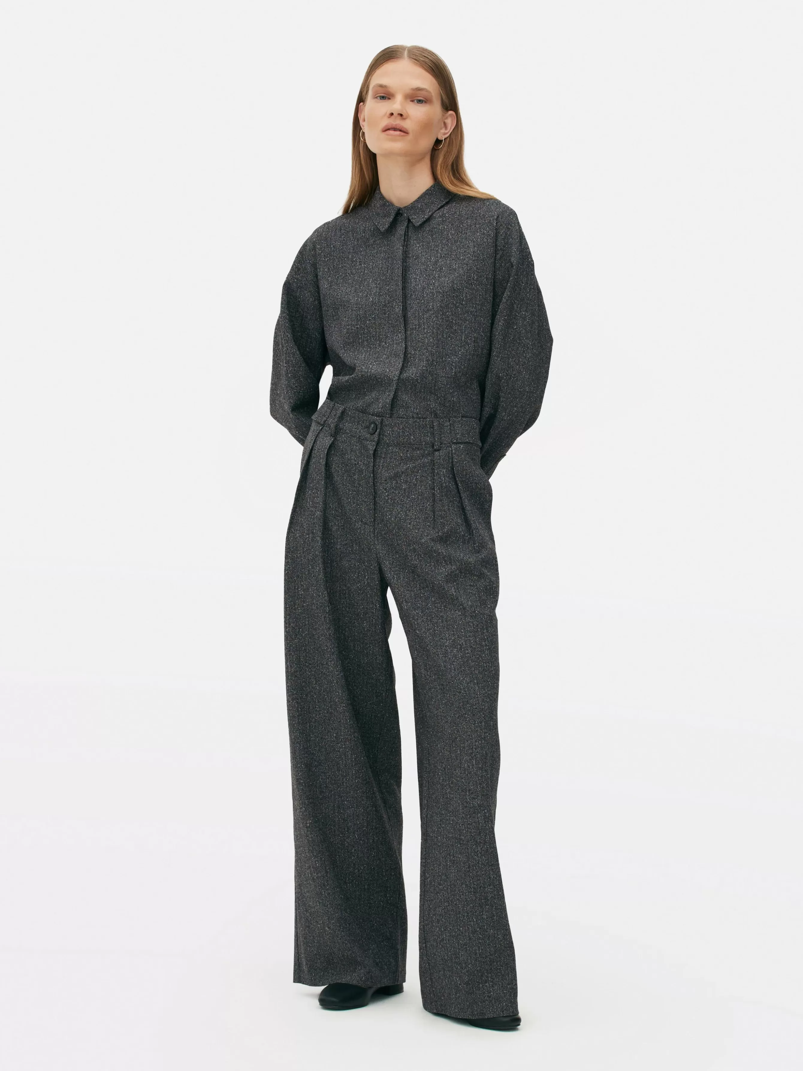 Shop Primark Pantalon Large Moucheté à Coordonner The Edit Gris