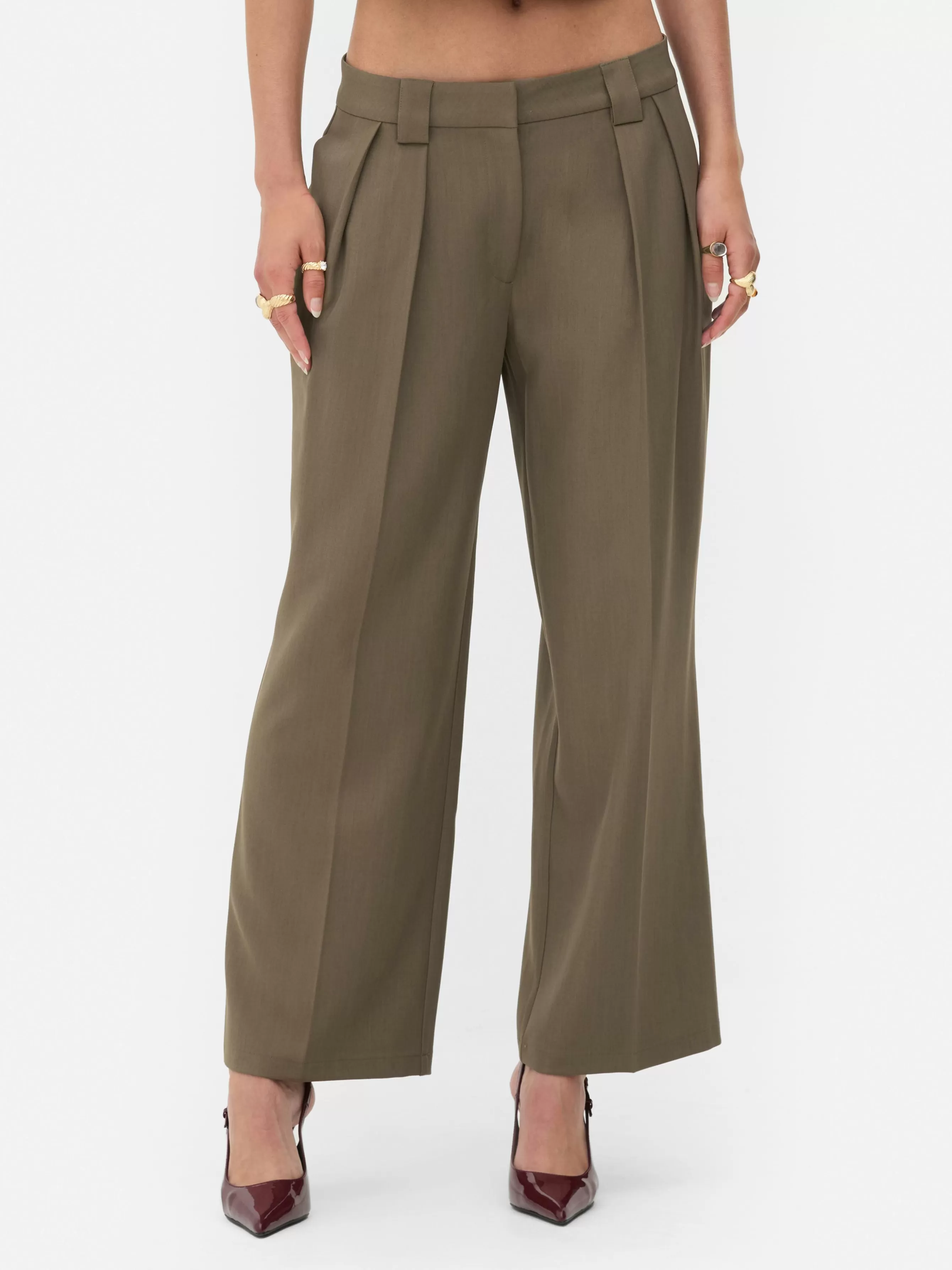 Clearance Primark Pantalon Large Plissé Rita Ora Marron