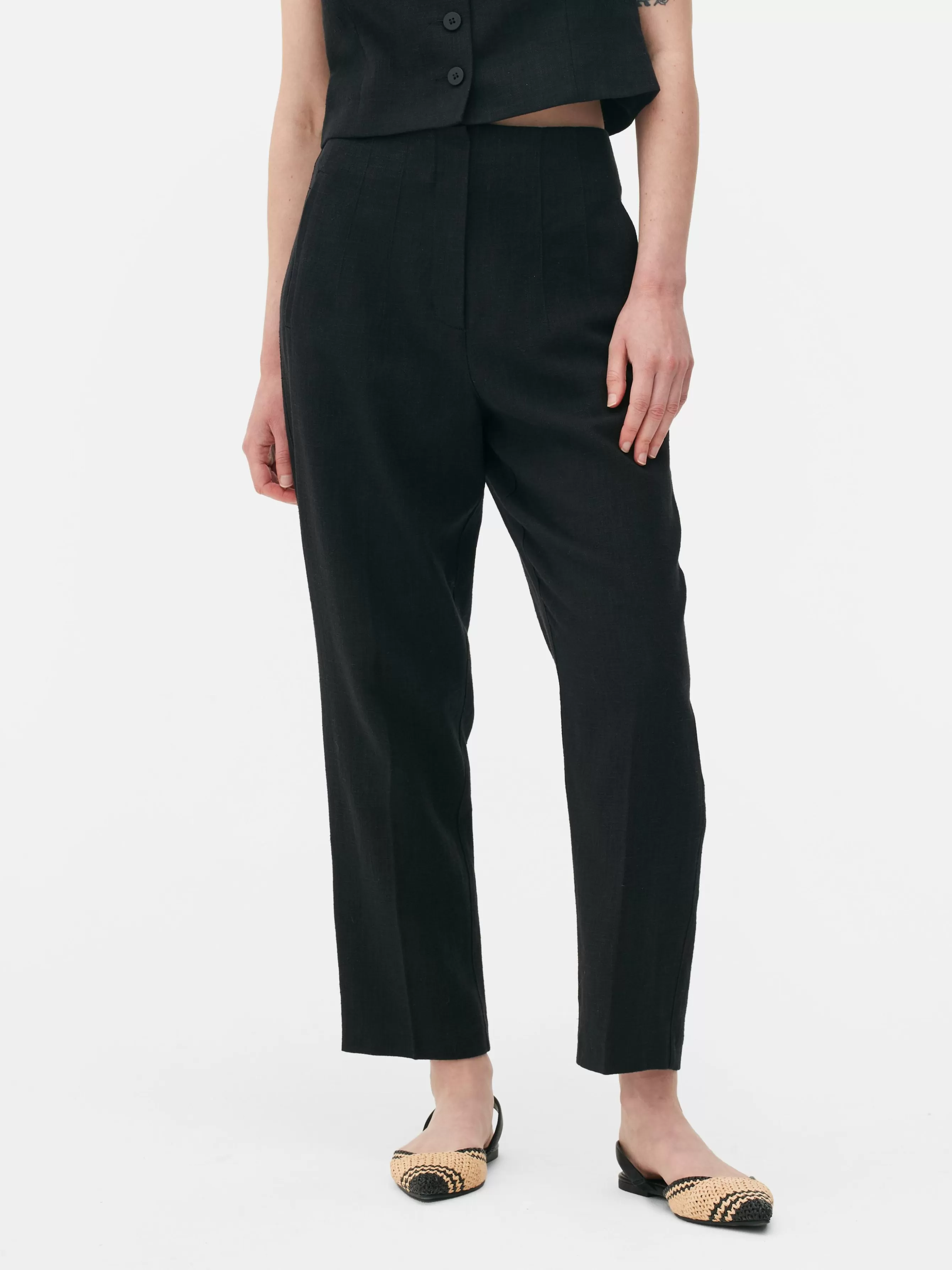 Discount Primark Pantalon Taille Haute Surpiqué Noir