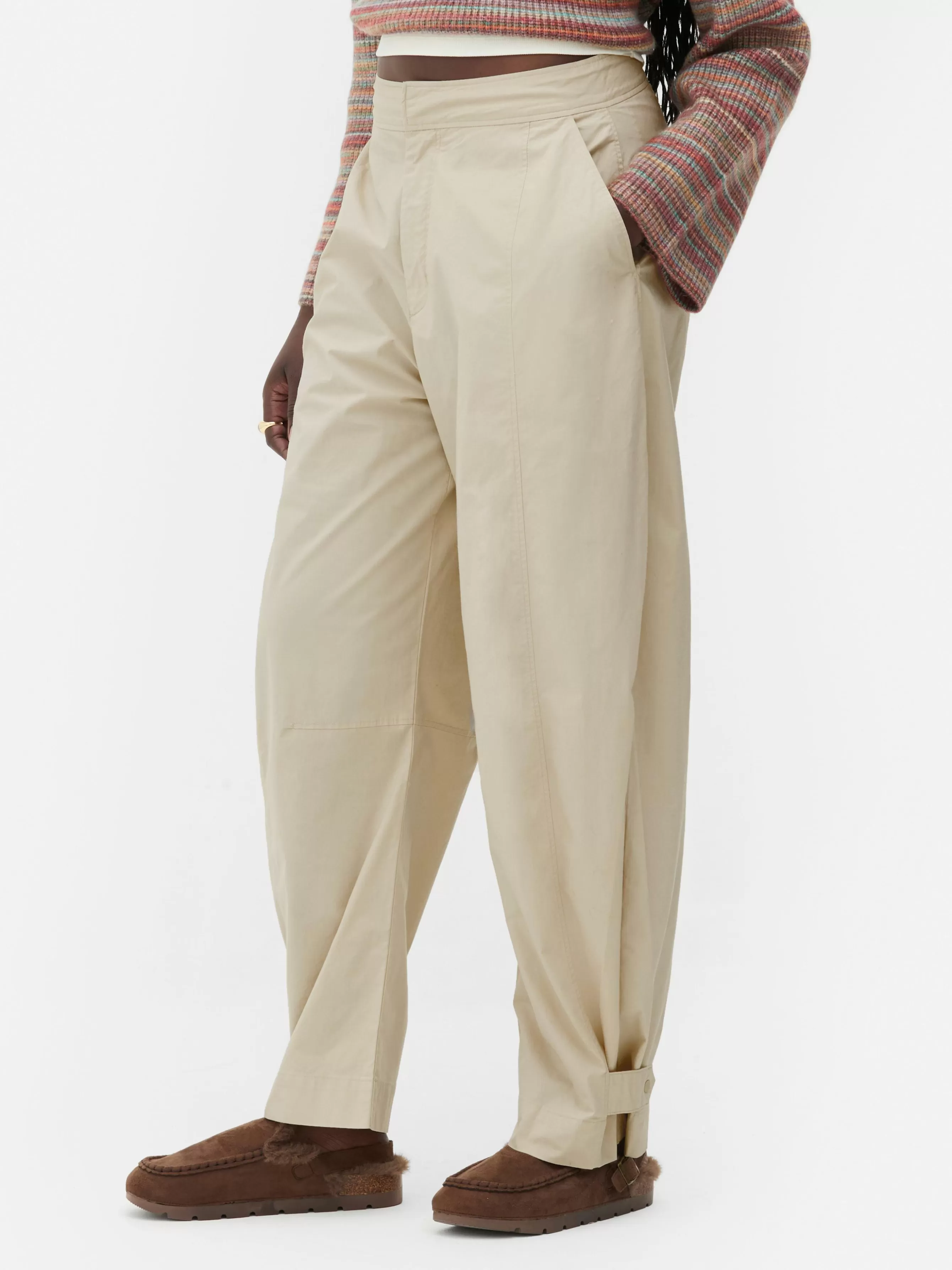 Sale Primark Pantalon Utilitaire Coupe Barrel Rita Ora Grège