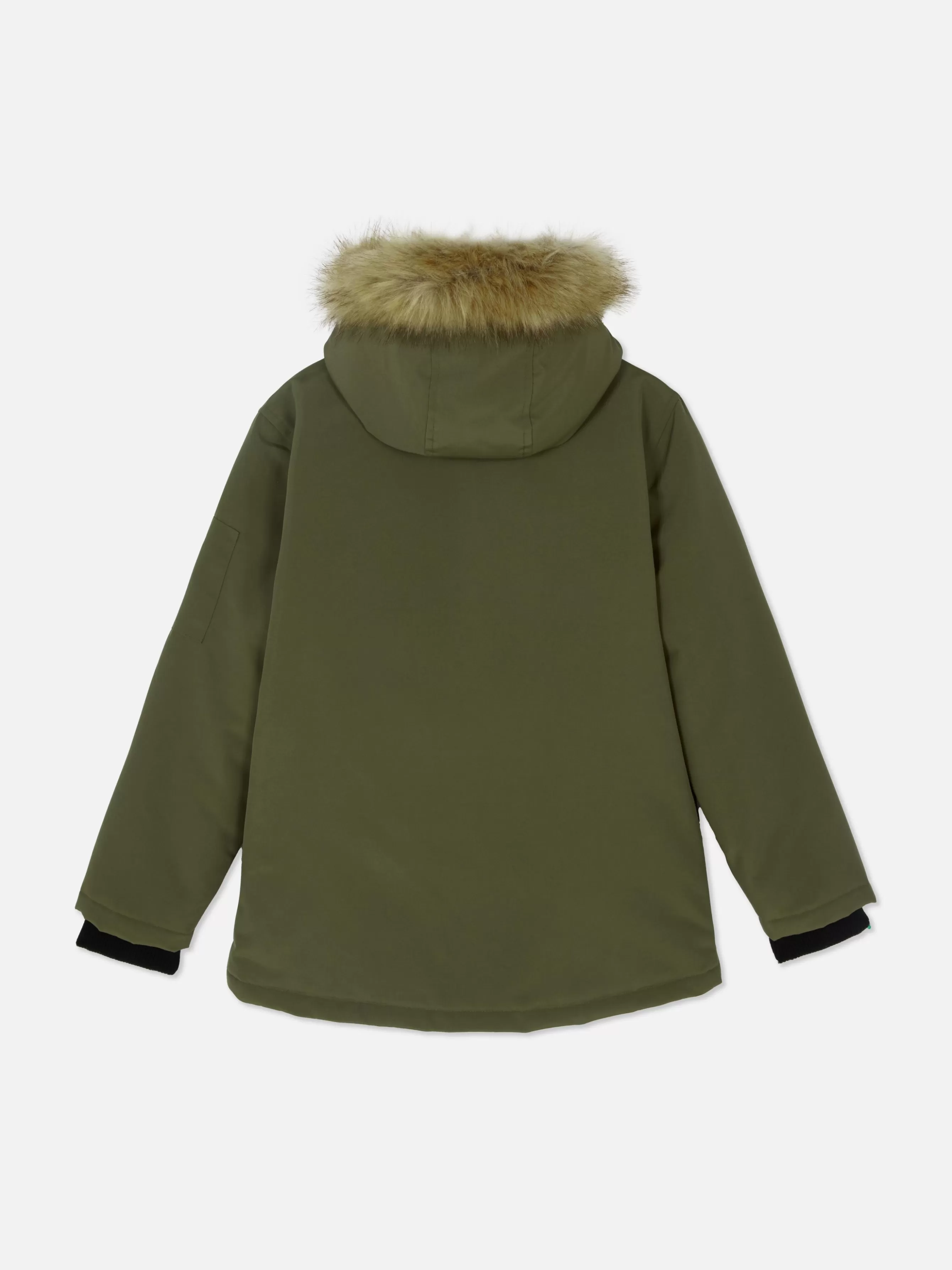 New Primark Parka à Capuche En Fausse Fourrure Kaki