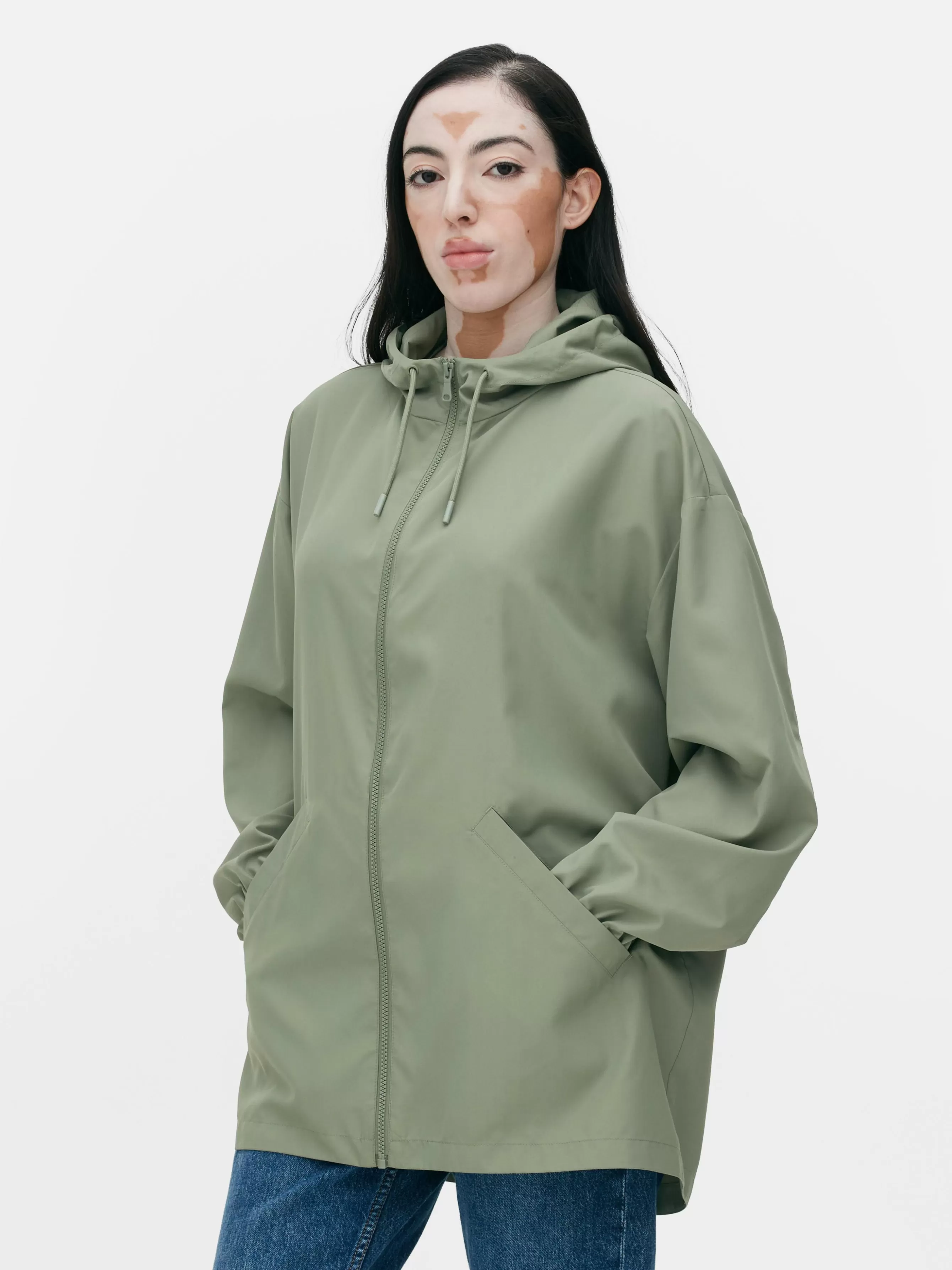 Clearance Primark Parka Imperméable Légère à Capuche Vert clair