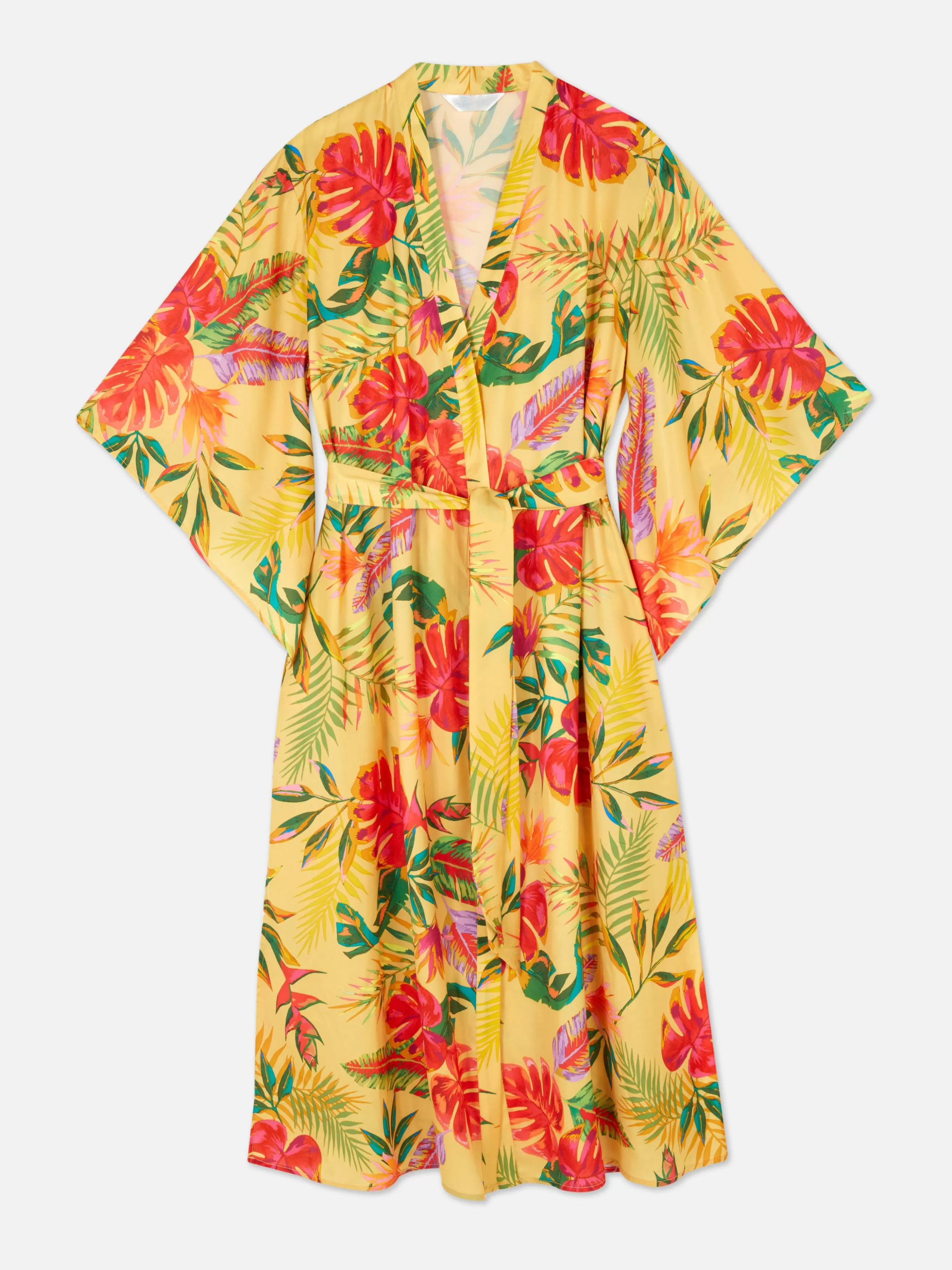 Cheap Primark Peignoir En Satin à Imprimé Floral Tropical Jaune