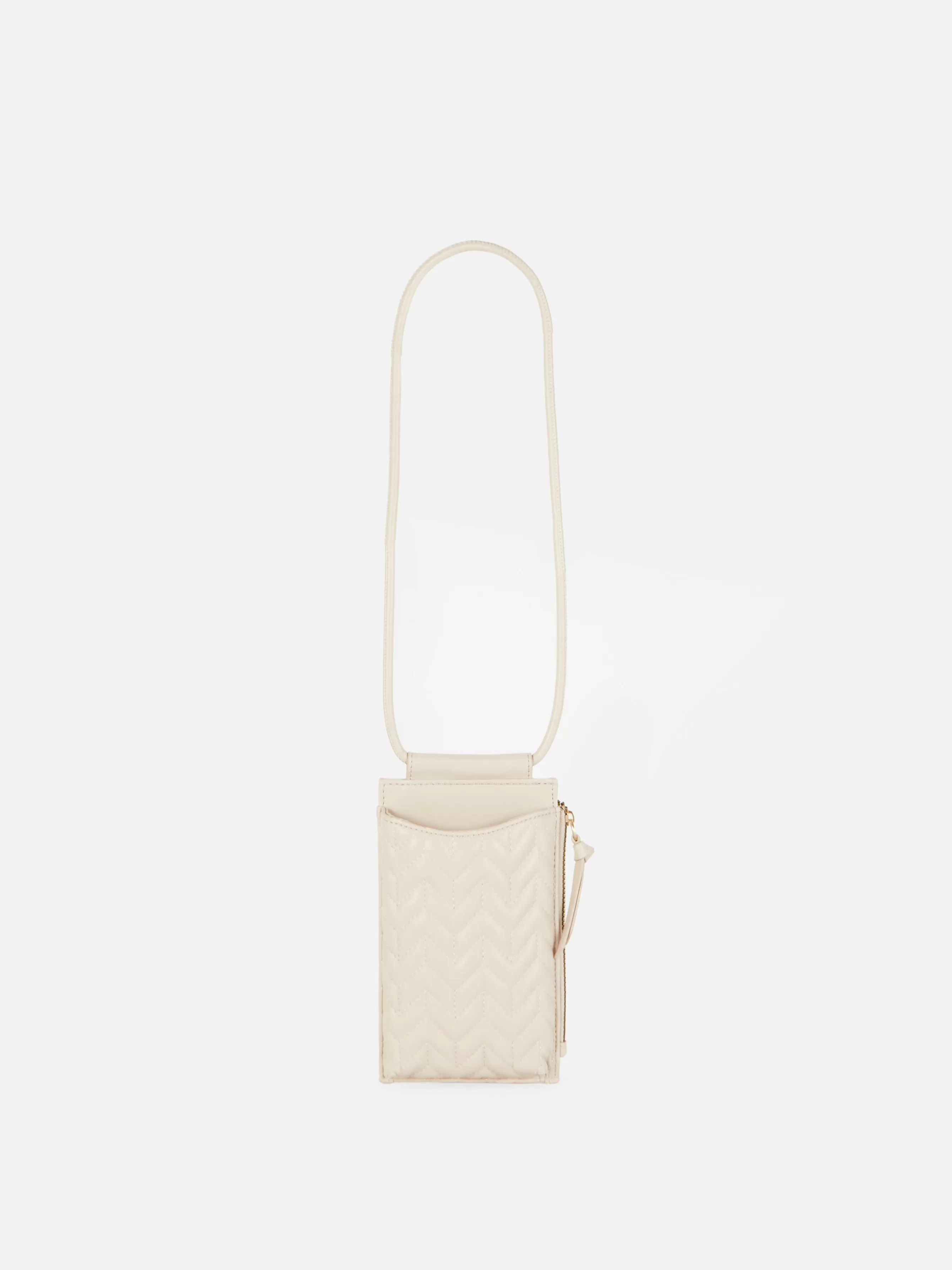 Shop Primark Pochette Pour Téléphone Zippée Et Matelassée à Chevrons Écru