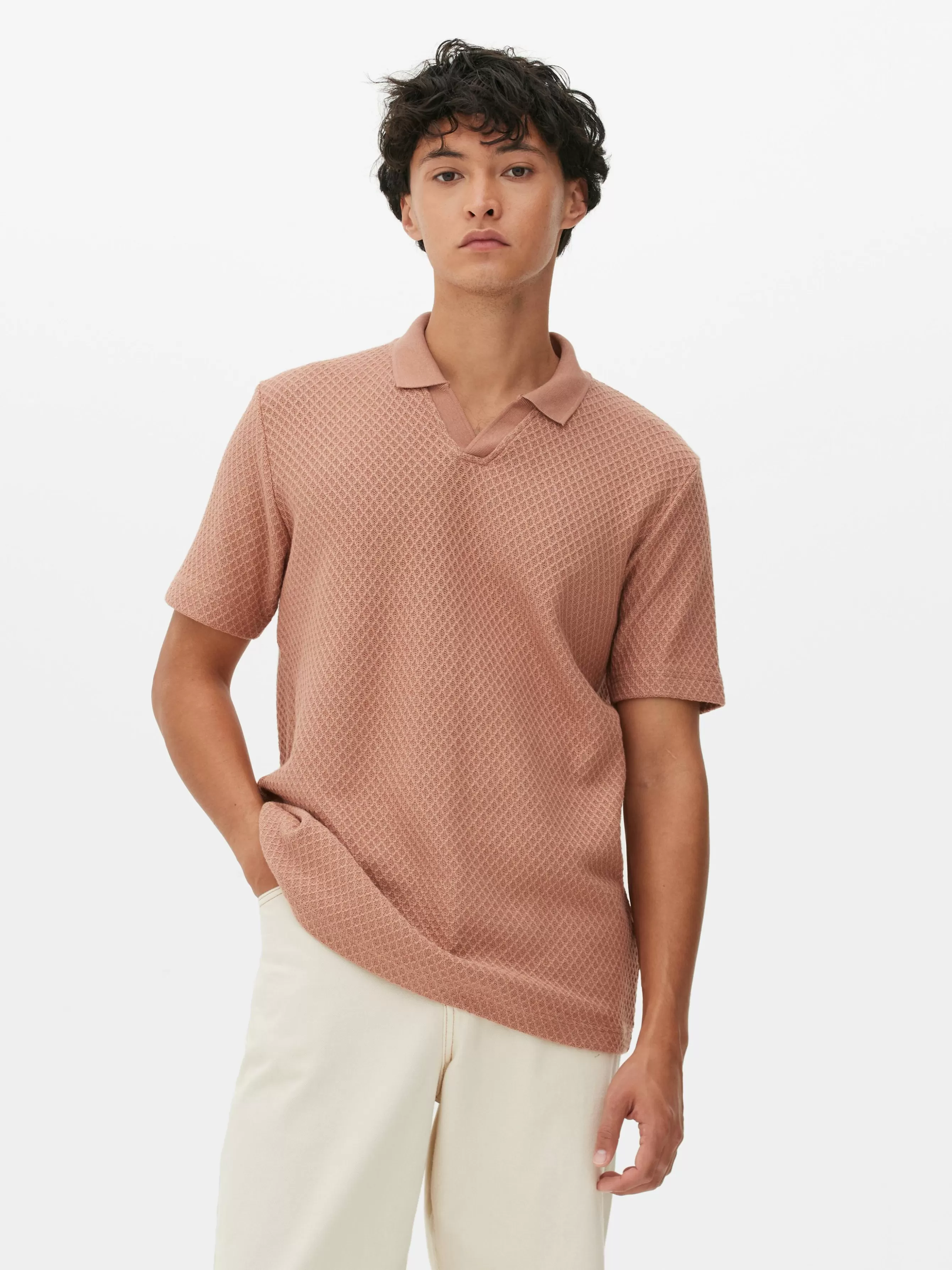 Shop Primark Polo En Maille Texturée Kem Terracotta