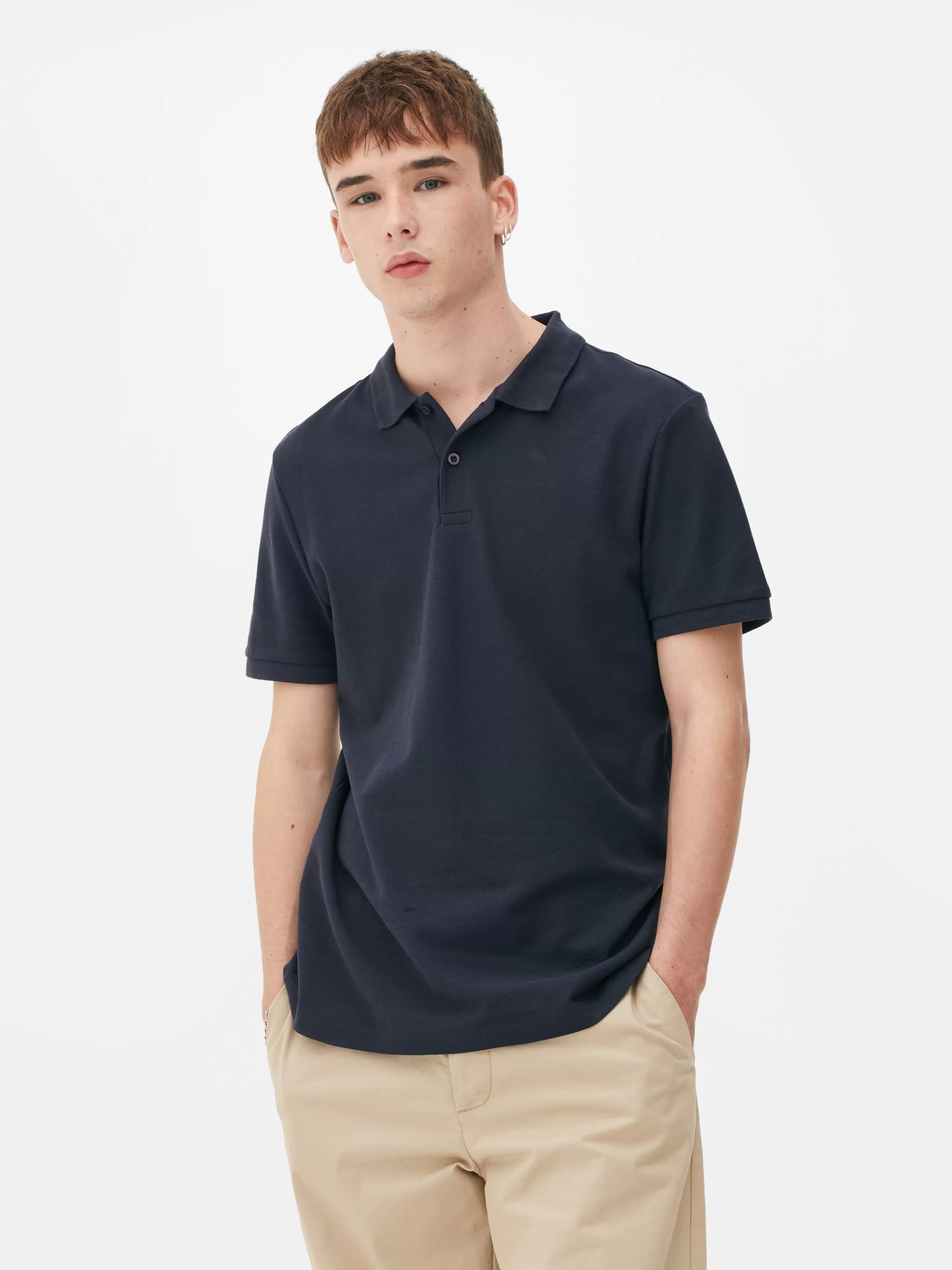 Best Primark Polo En Piqué à Manches Courtes Bleu marine