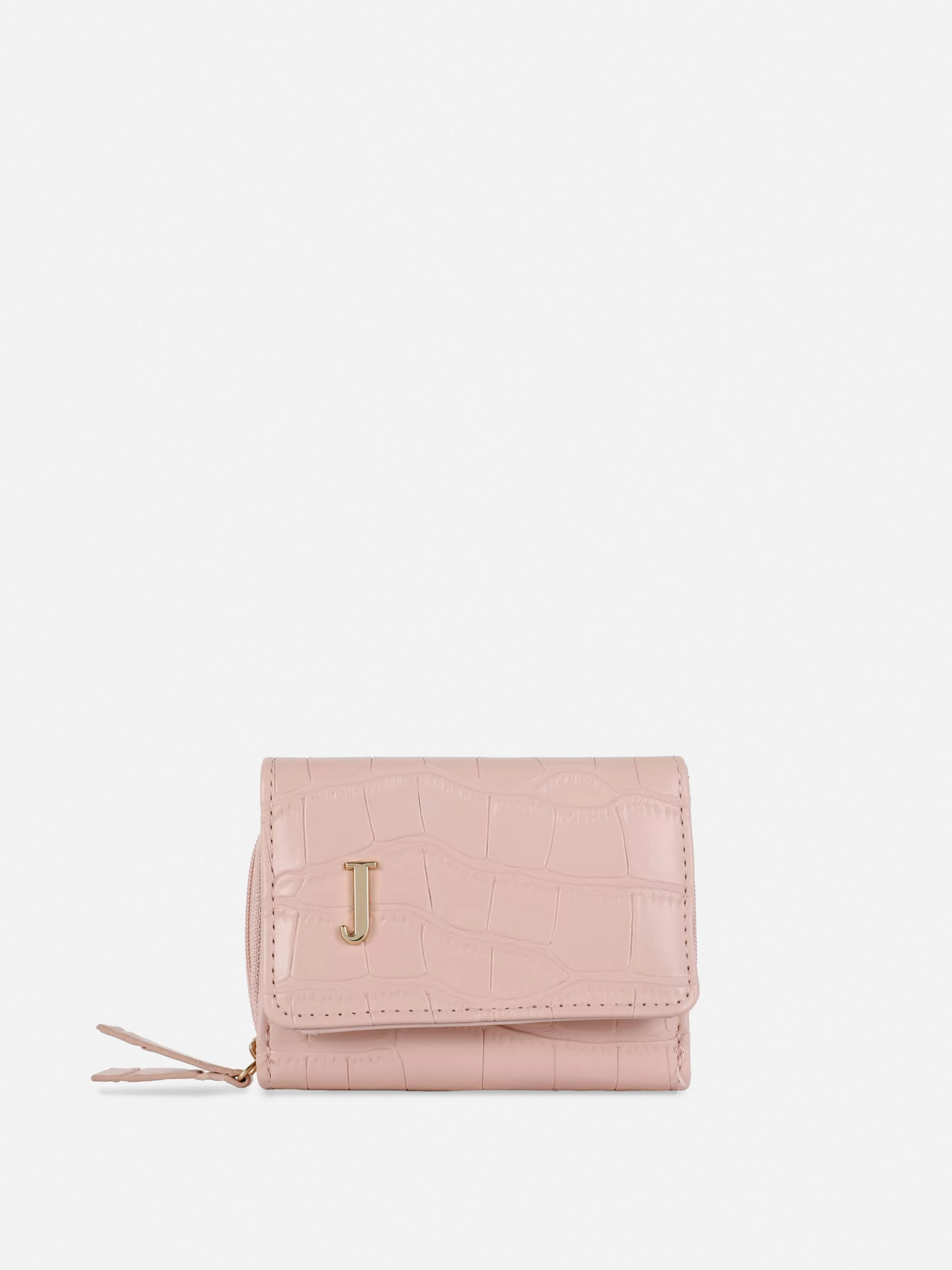 Best Sale Primark Porte-monnaie En Simili Cuir Effet Croco Avec Initiale Rose poudré