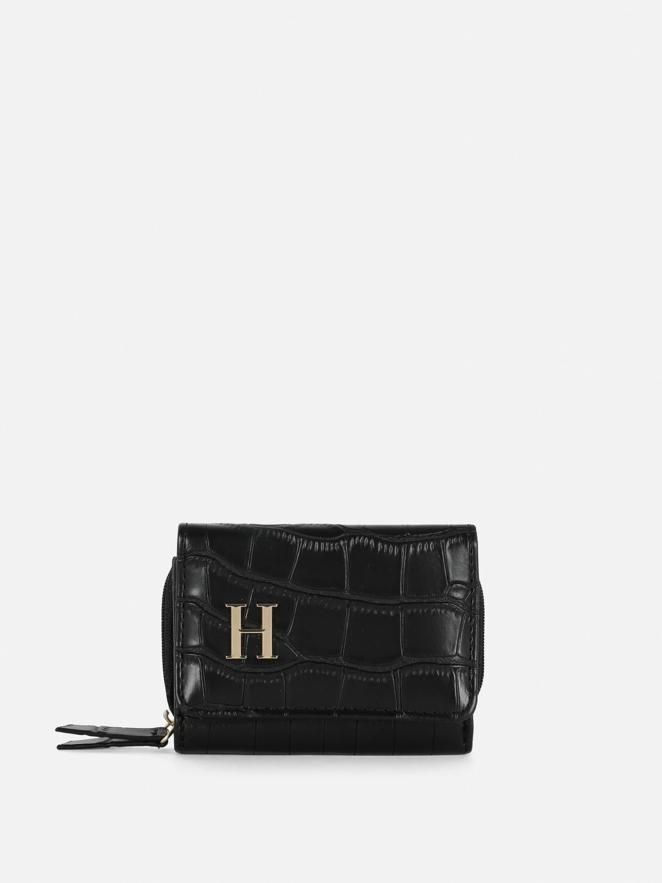 Shop Primark Porte-monnaie En Simili Cuir Effet Croco Avec Initiale Noir