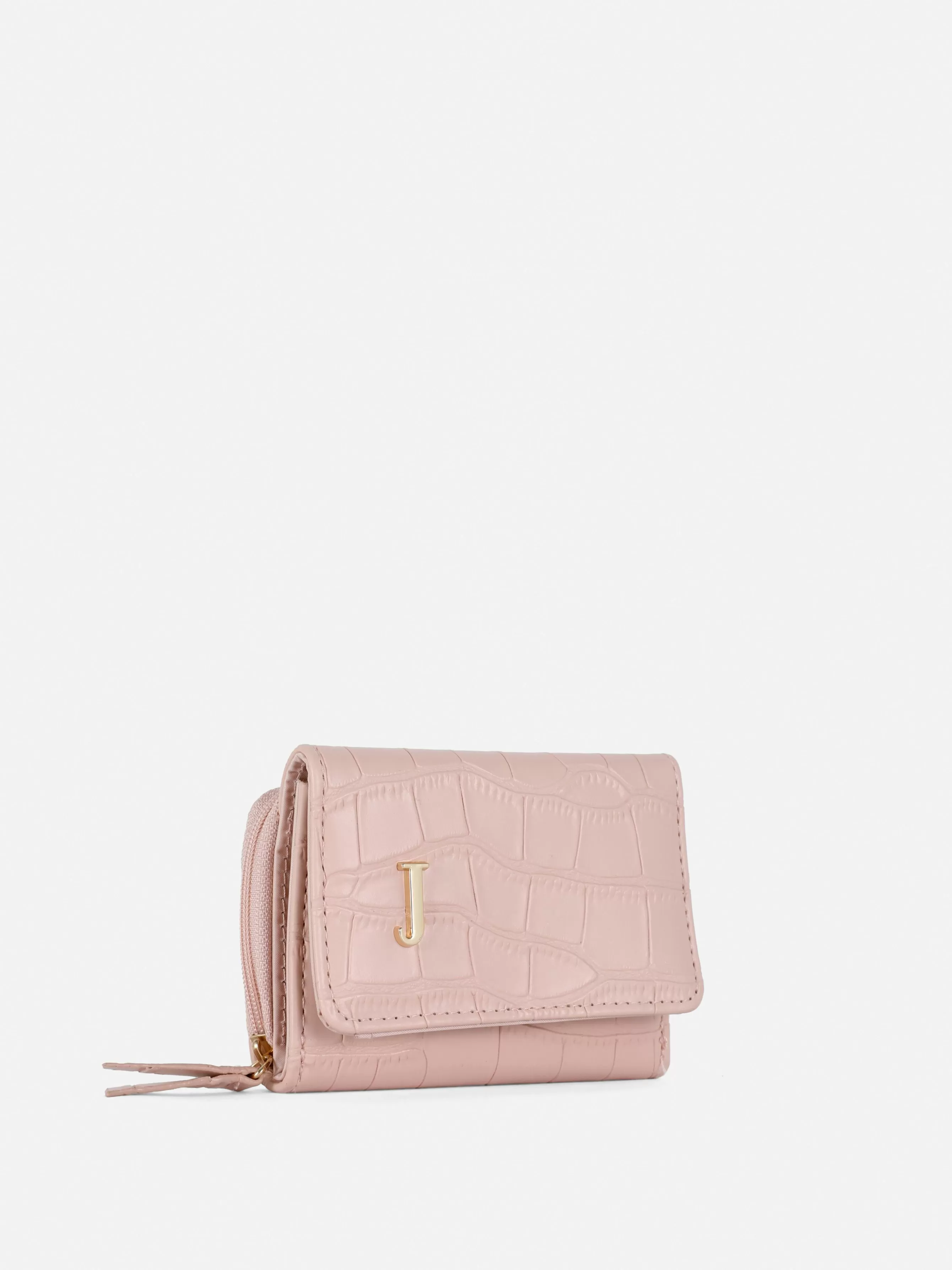 Best Sale Primark Porte-monnaie En Simili Cuir Effet Croco Avec Initiale Rose poudré