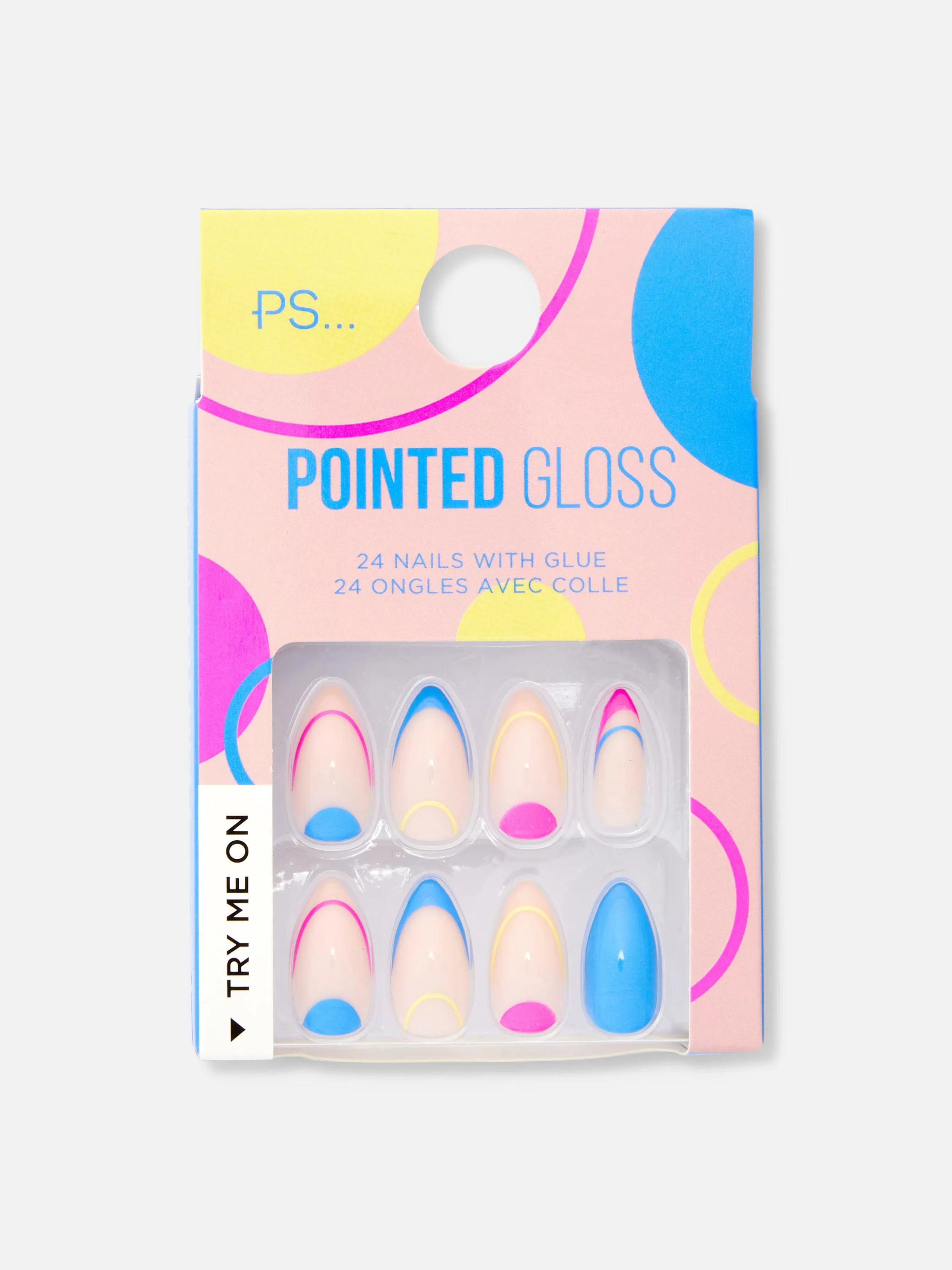 Cheap Primark PS... Faux Ongles Brillants Pointus à Motifs Abstraits Multicolore