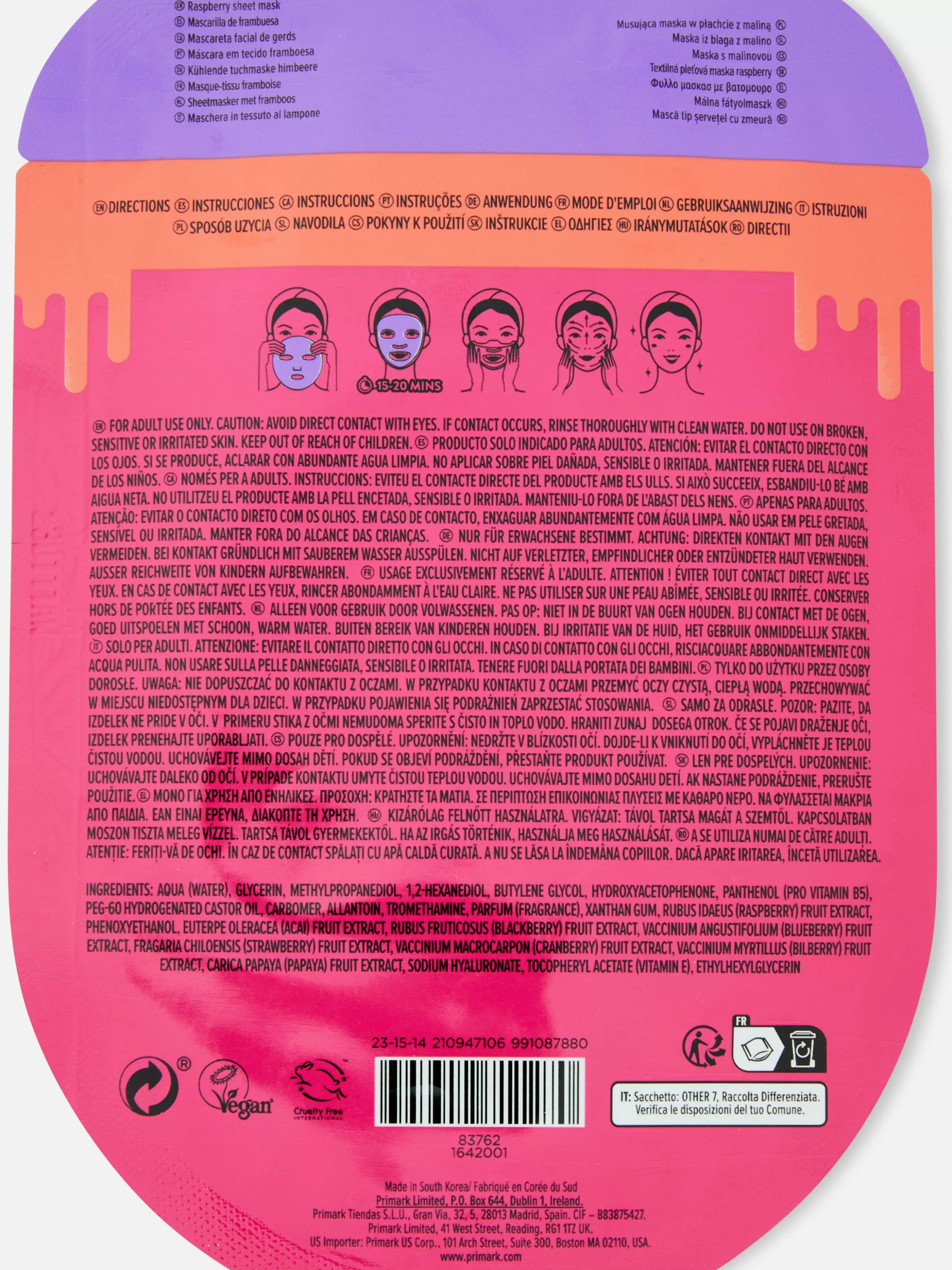 Cheap Primark PS... Masque-tissu Fizz Framboise Multicolore