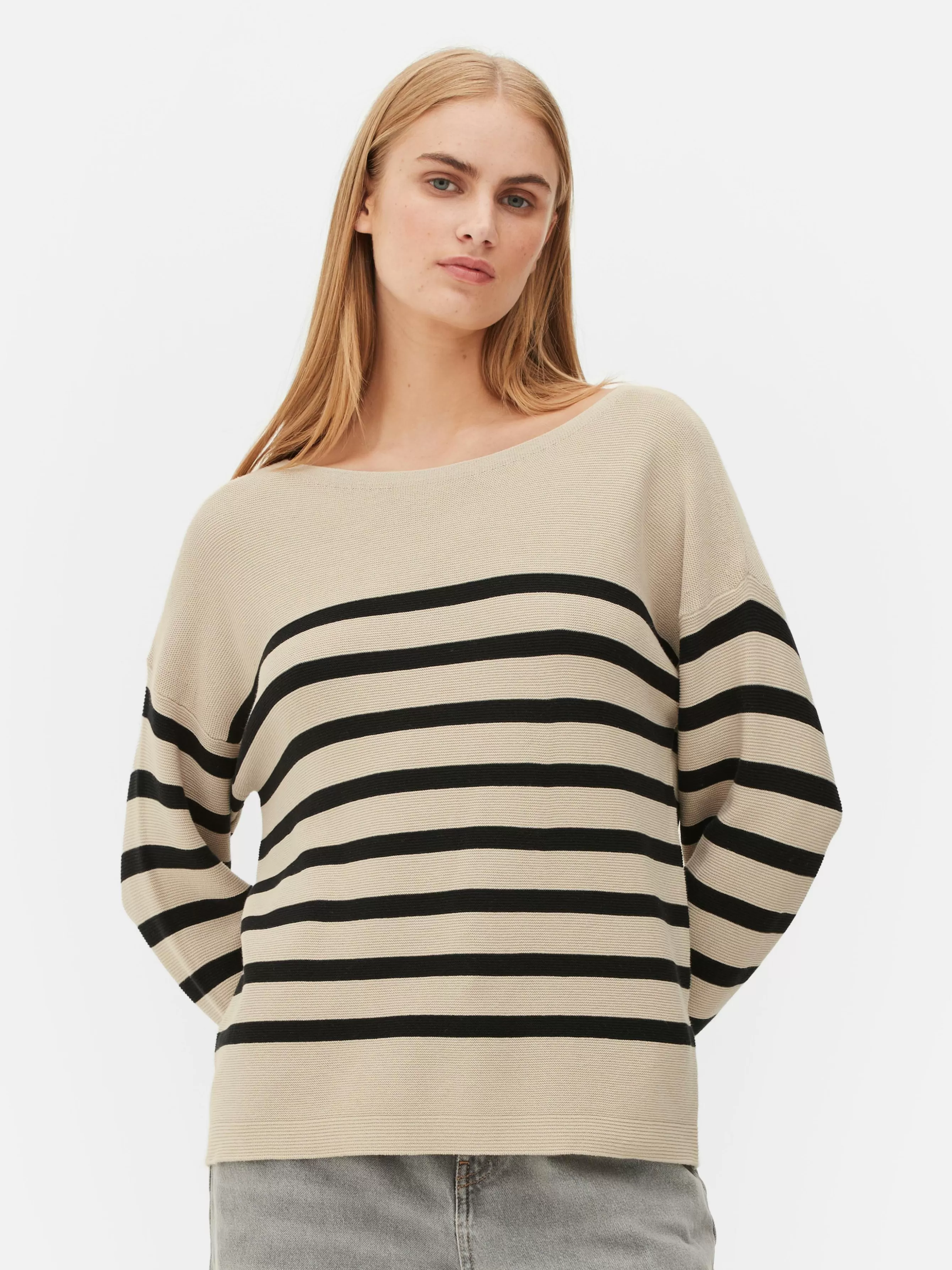 Clearance Primark Pull à Manches Longues Et Col Bateau Noir/Nude