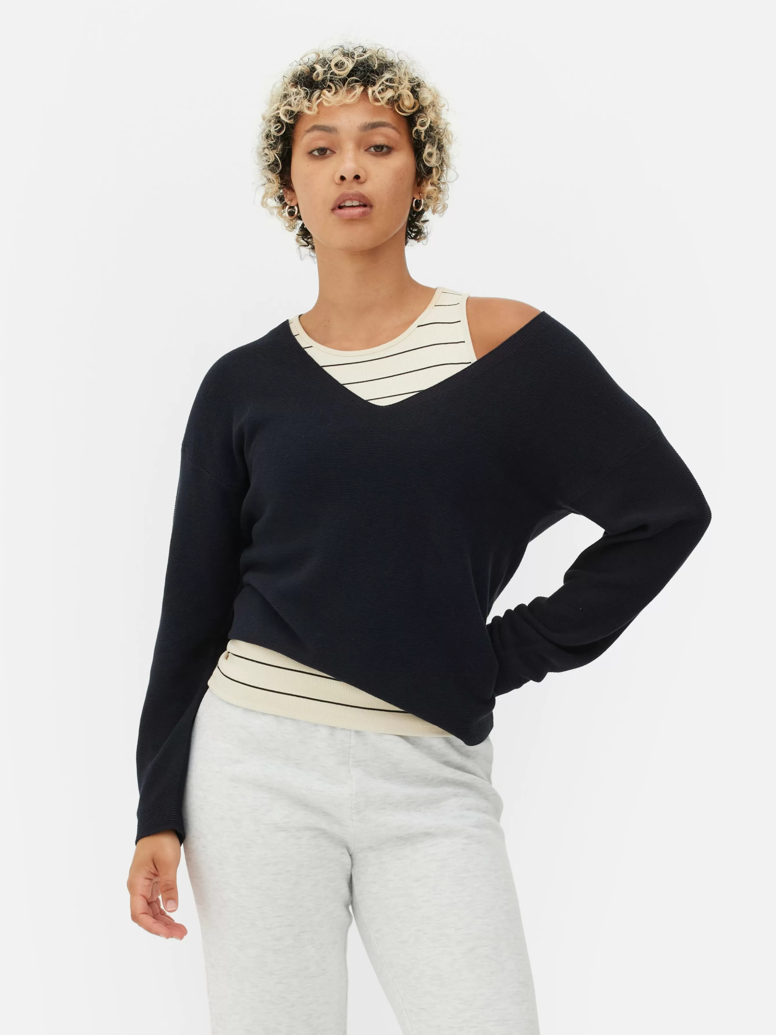 Online Primark Pull à Manches Longues Et Col Bateau Bleu marine