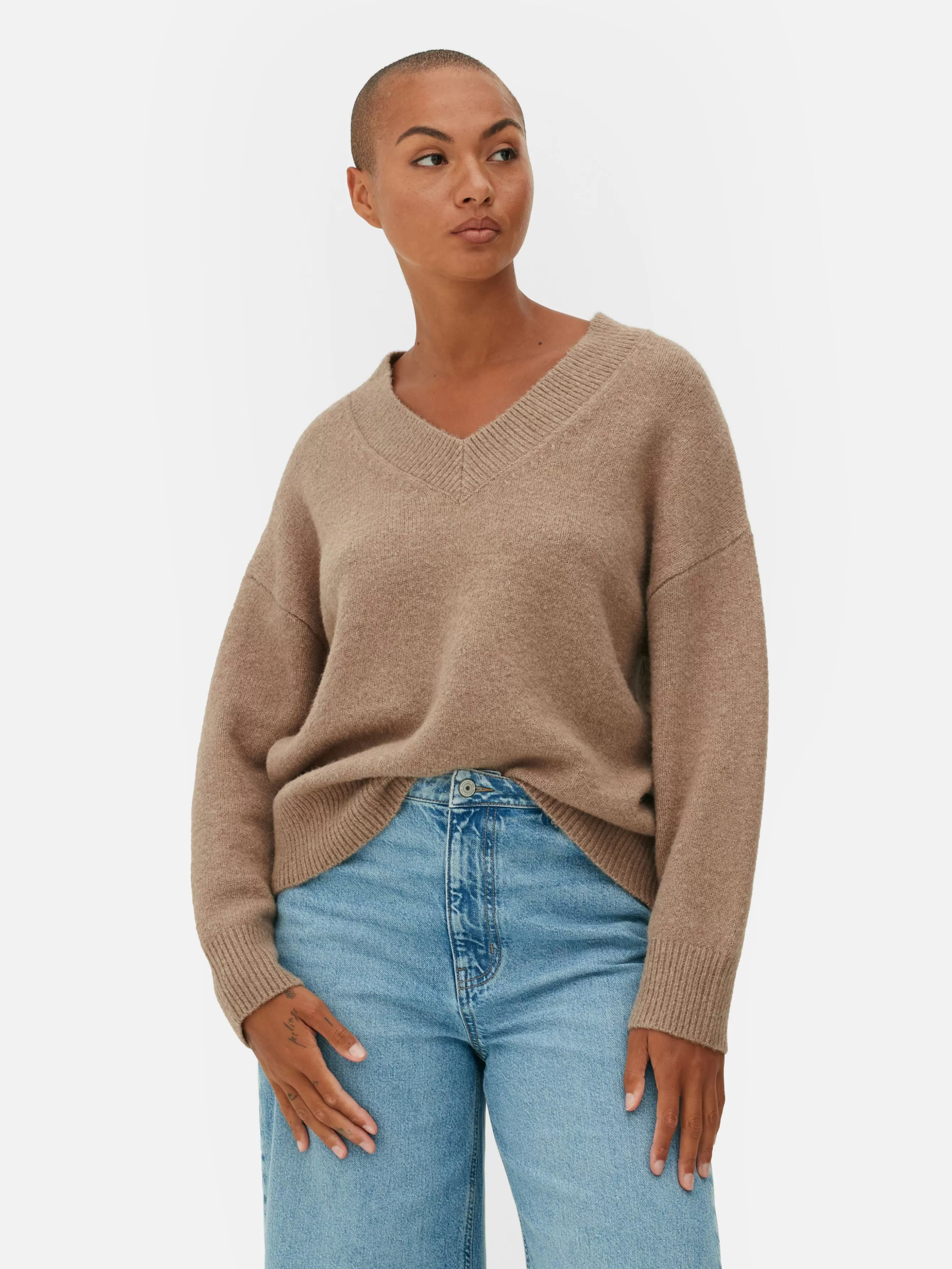 Sale Primark Pull Col V Beige