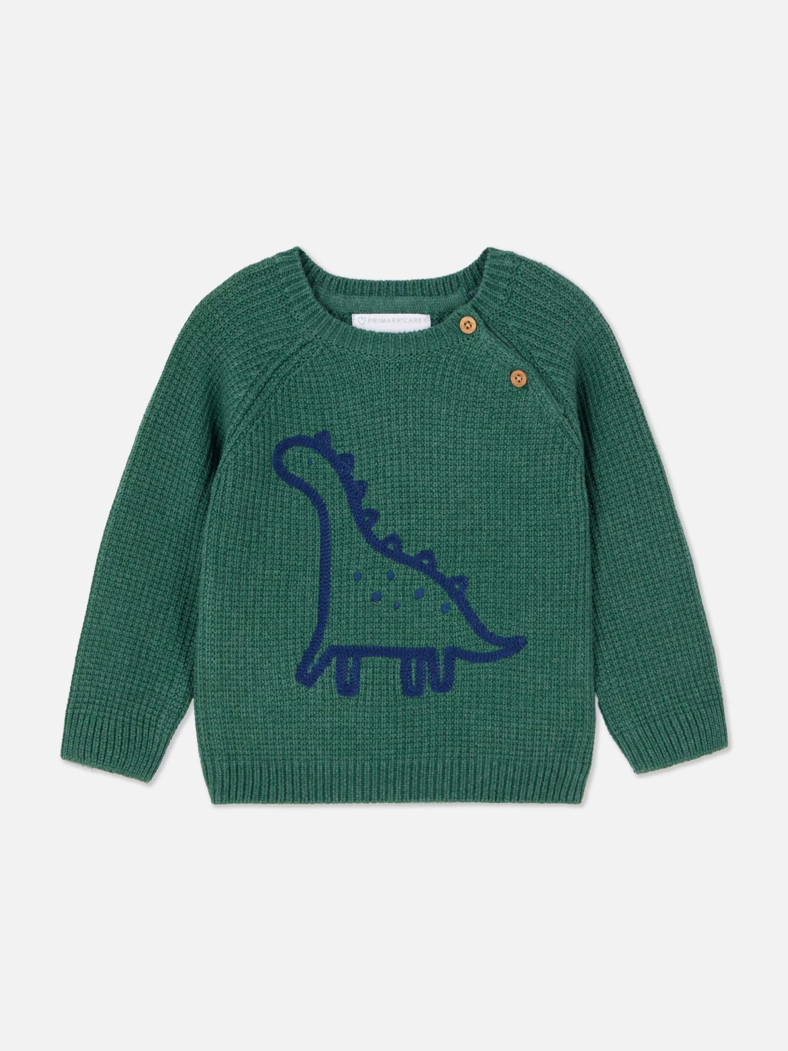 New Primark Pull En Maille à Motif Dinosaure Vert