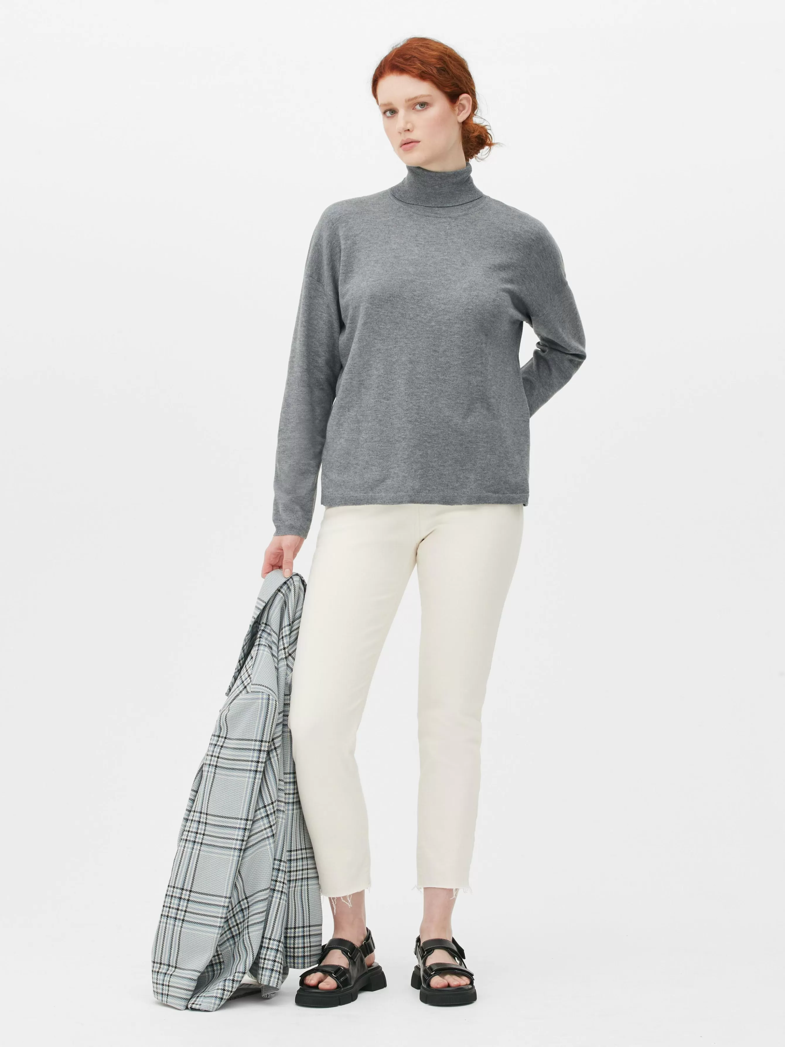 Flash Sale Primark Pull Fine Maille à Col Roulé Gris chiné