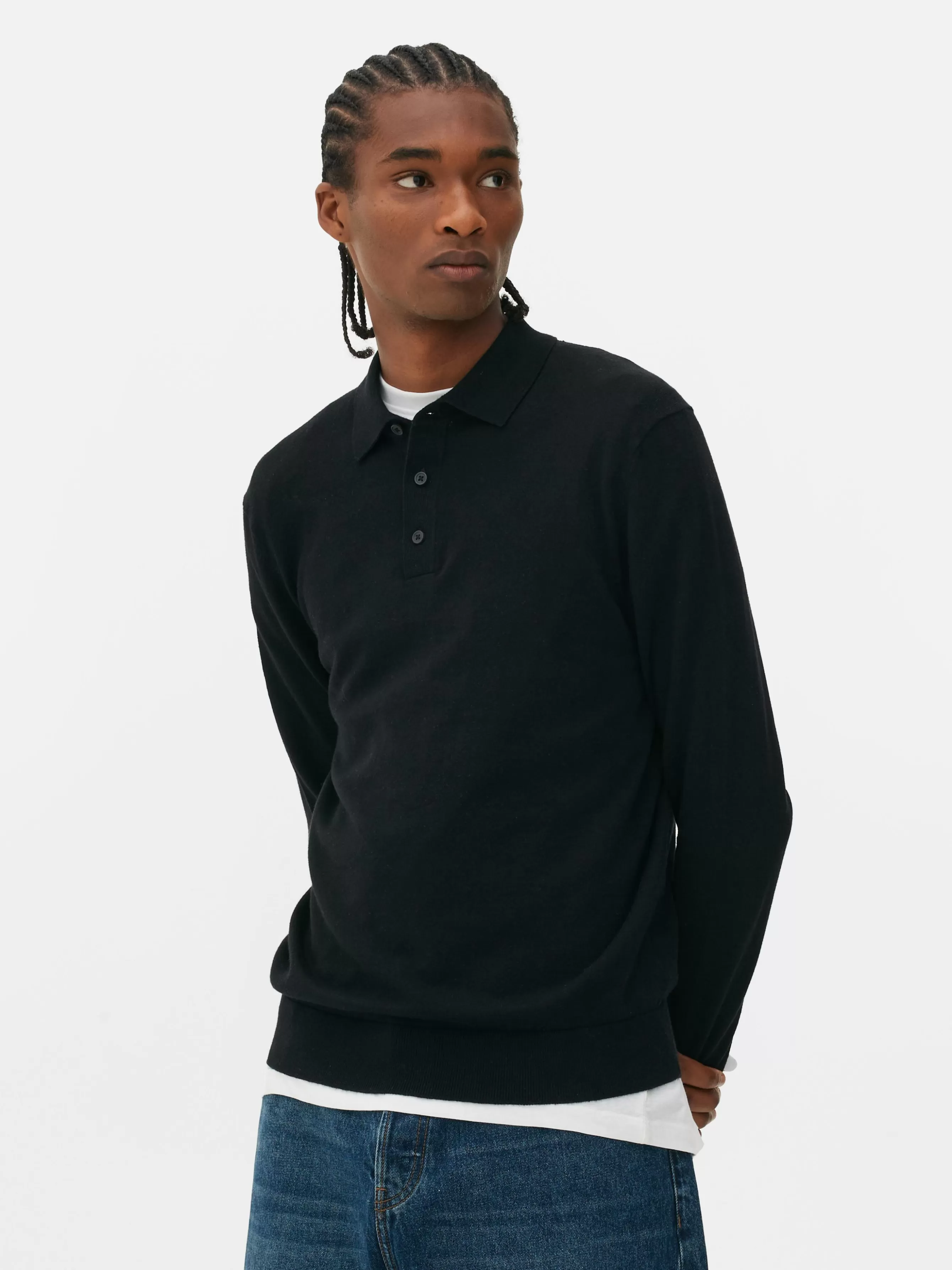 Discount Primark Pull Polo à Manches Longues Noir