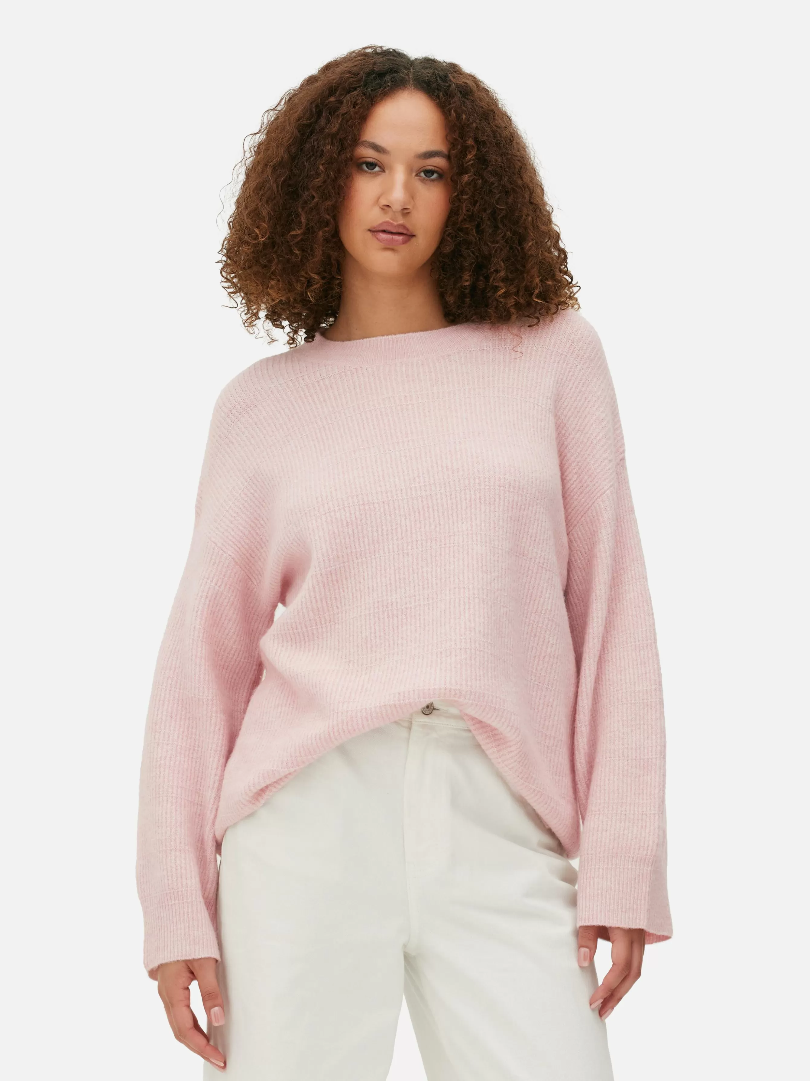 Cheap Primark Pull Tricoté Avec Manches à Revers Rose