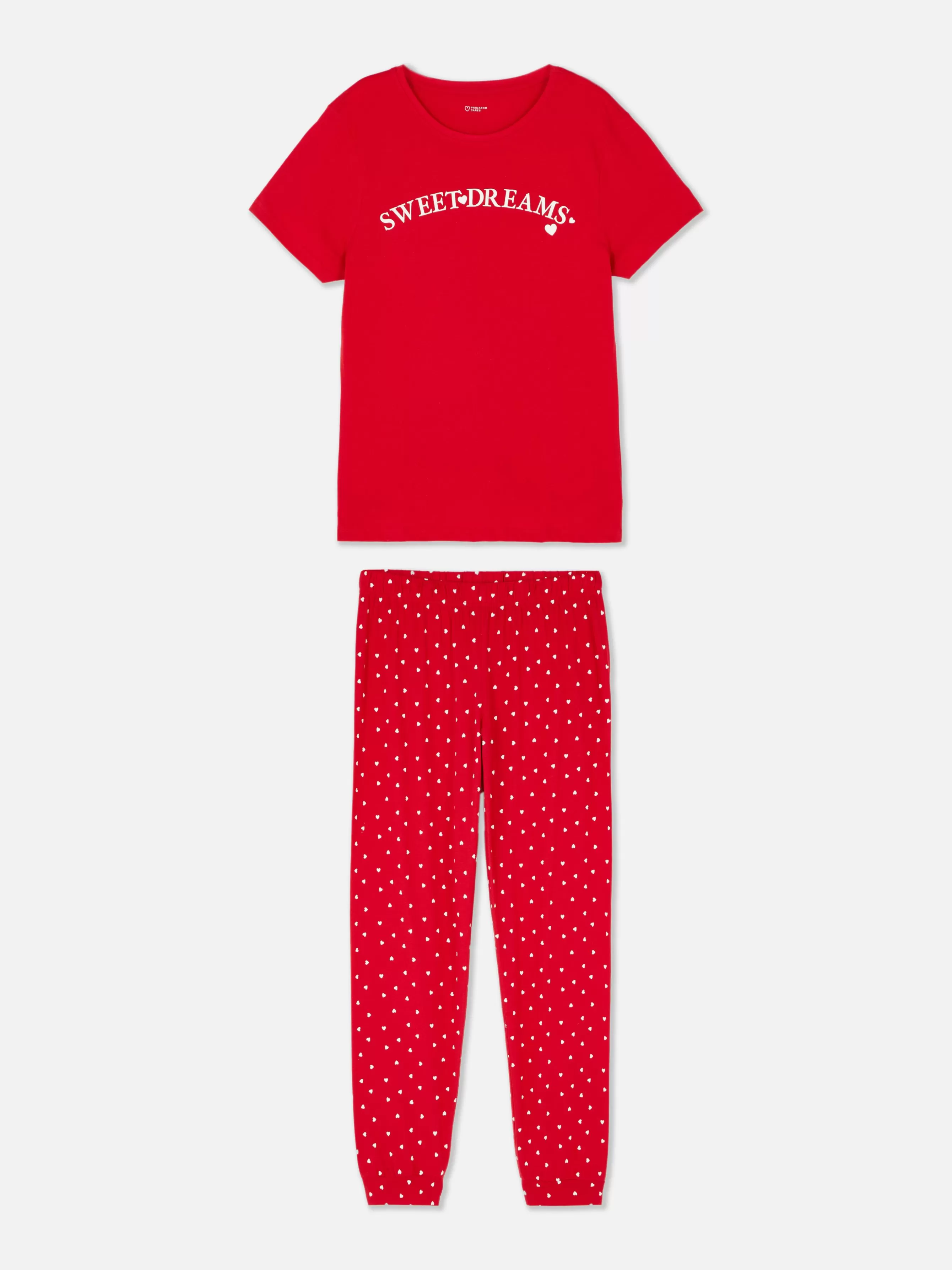 Fashion Primark Pyjama à Manches Courtes Rouge