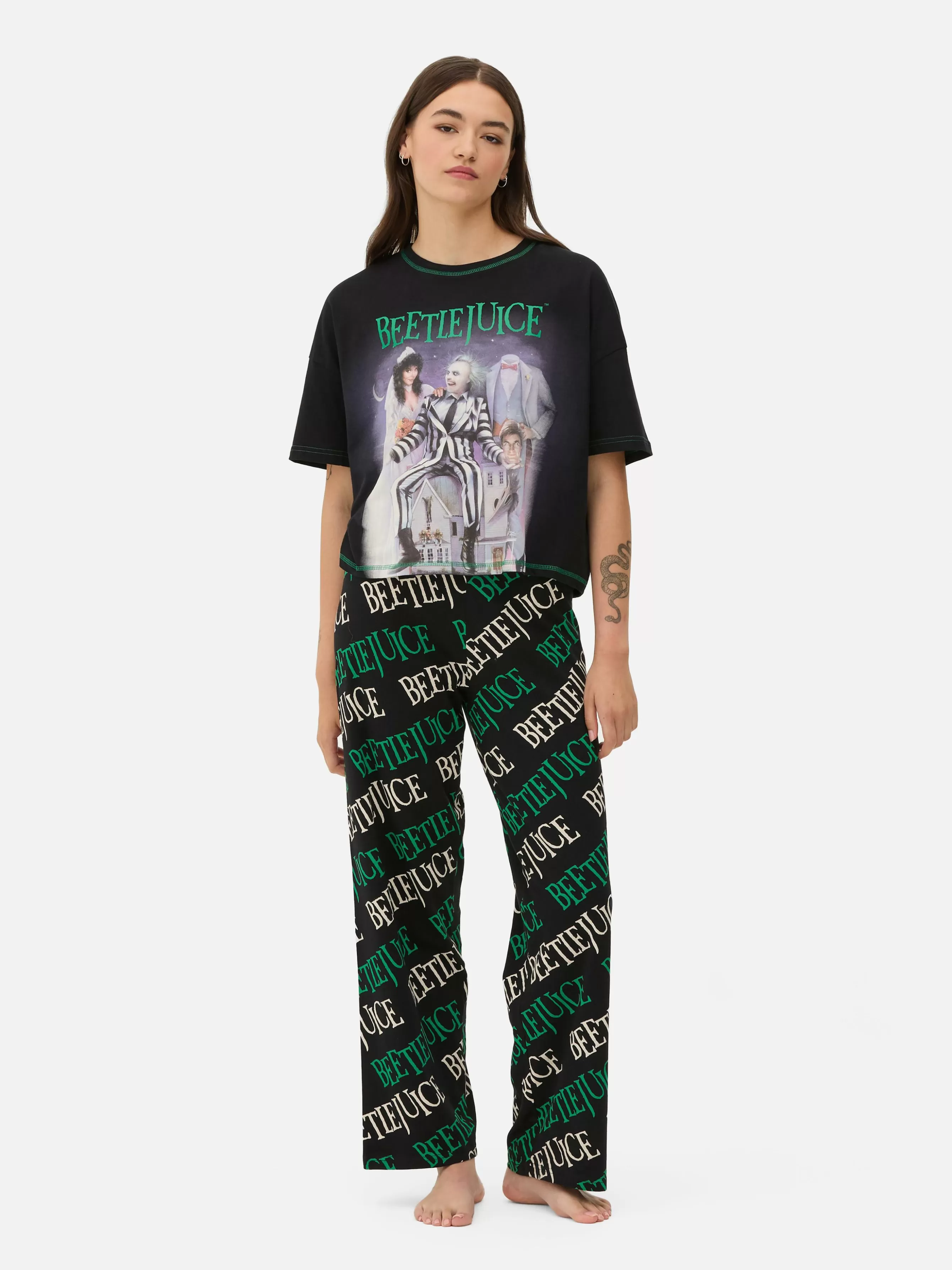 Best Sale Primark Pyjama Avec Logo Beetlejuice Noir