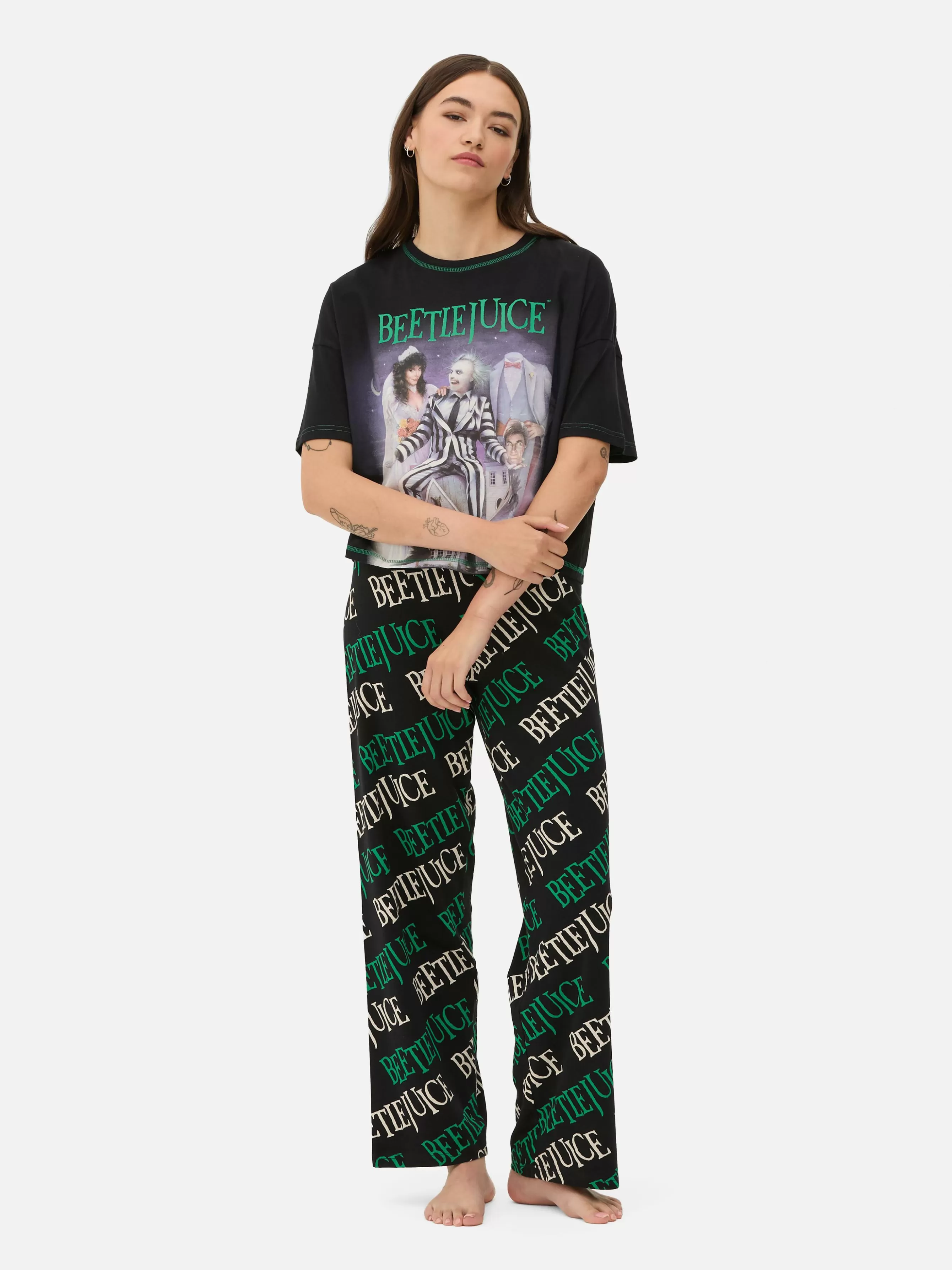 Best Sale Primark Pyjama Avec Logo Beetlejuice Noir