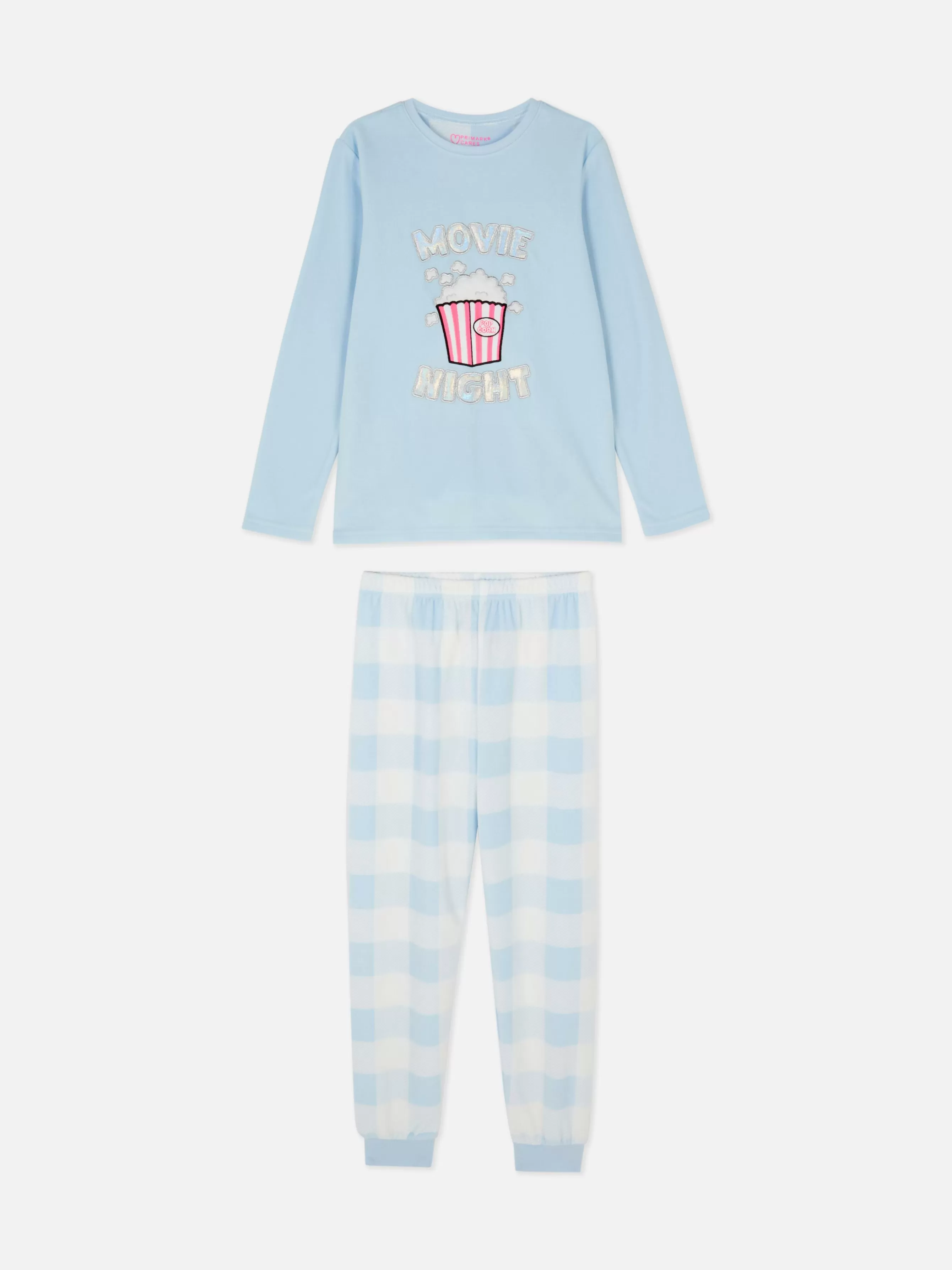 Outlet Primark Pyjama En Molleton à Motif Pop-corn Bleu