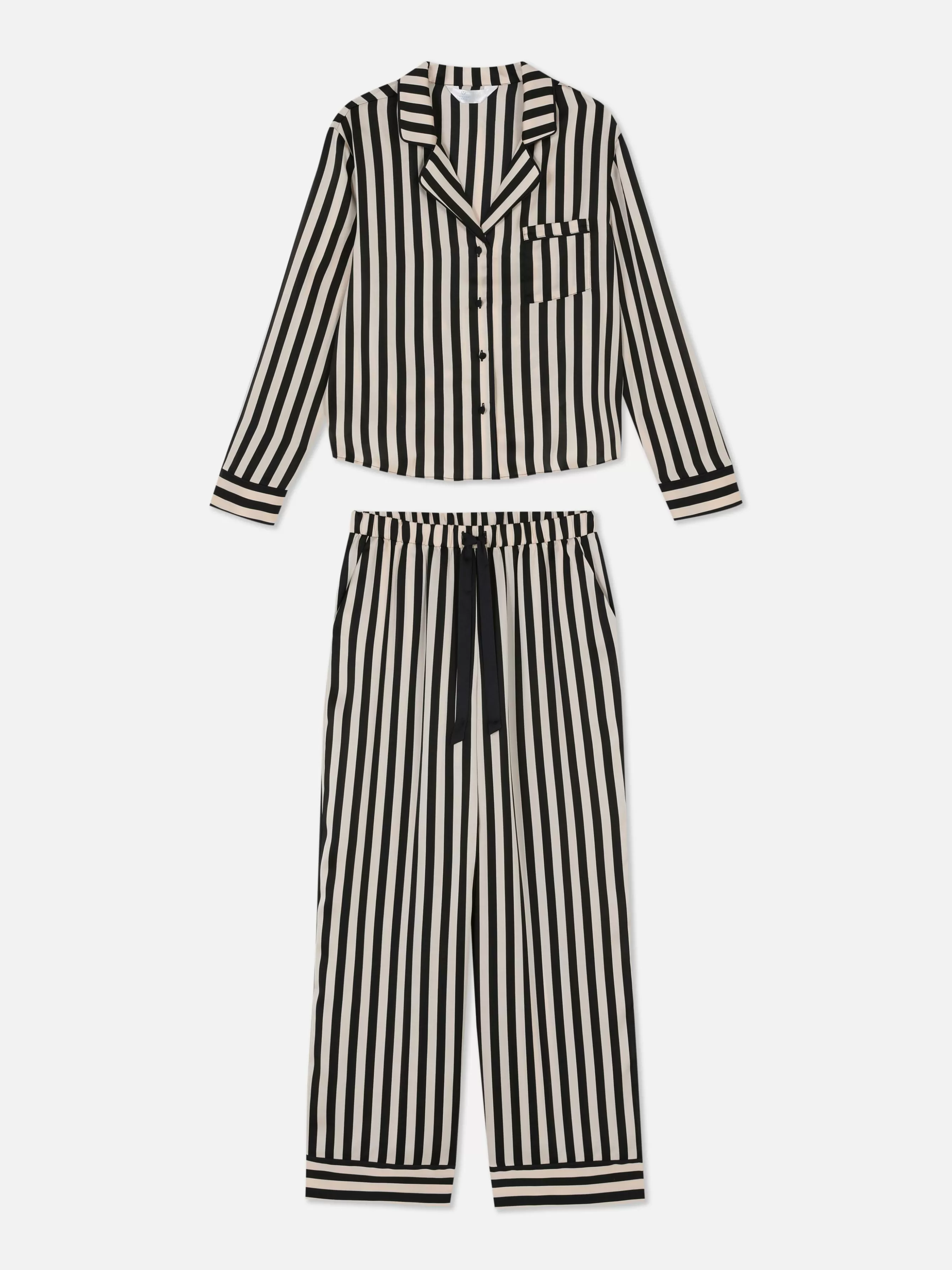 Online Primark Pyjama En Satin à Manches Longues Noir/Blanc