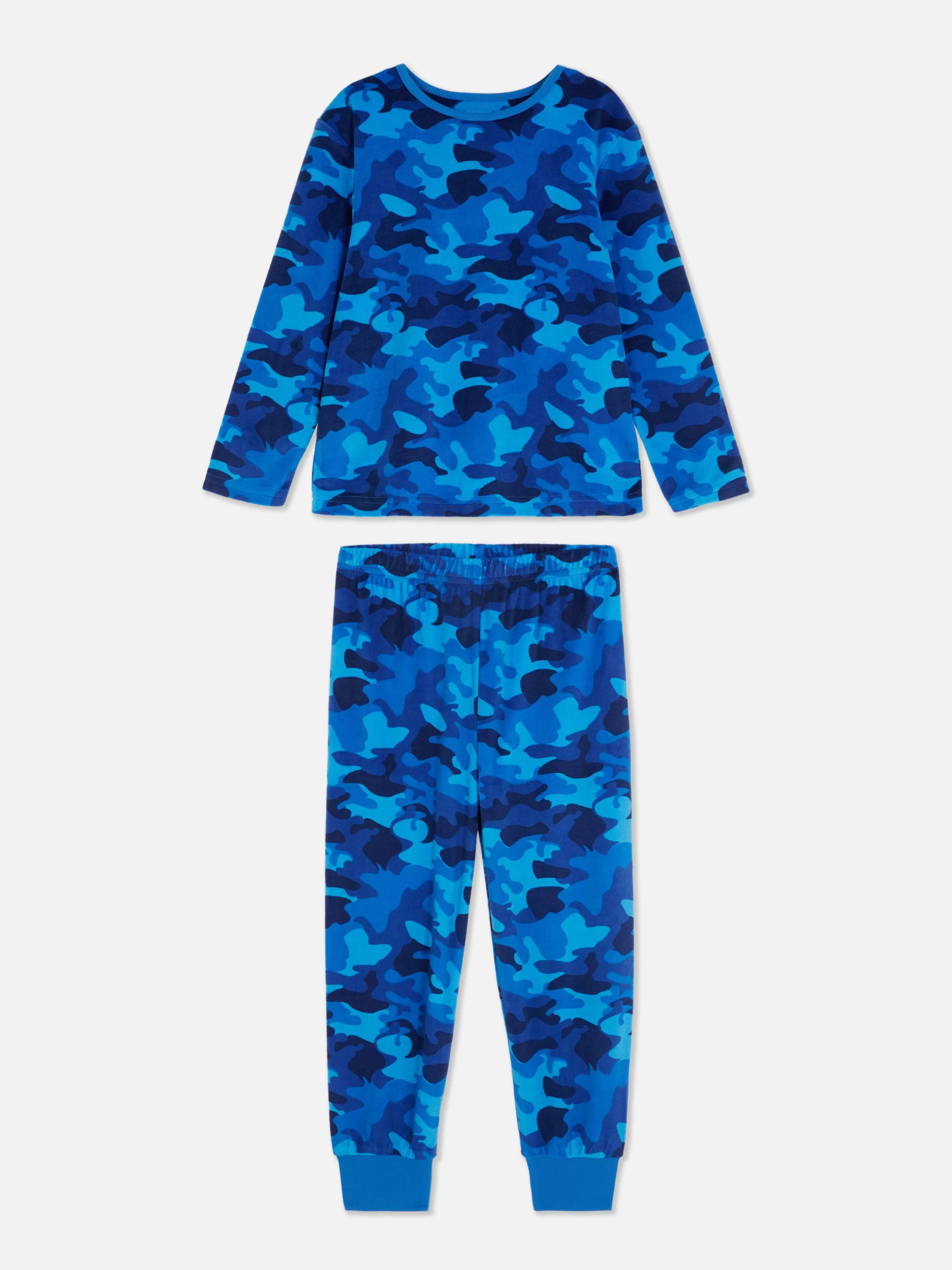 Shop Primark Pyjama En Velours à Motif Camouflage Bleu