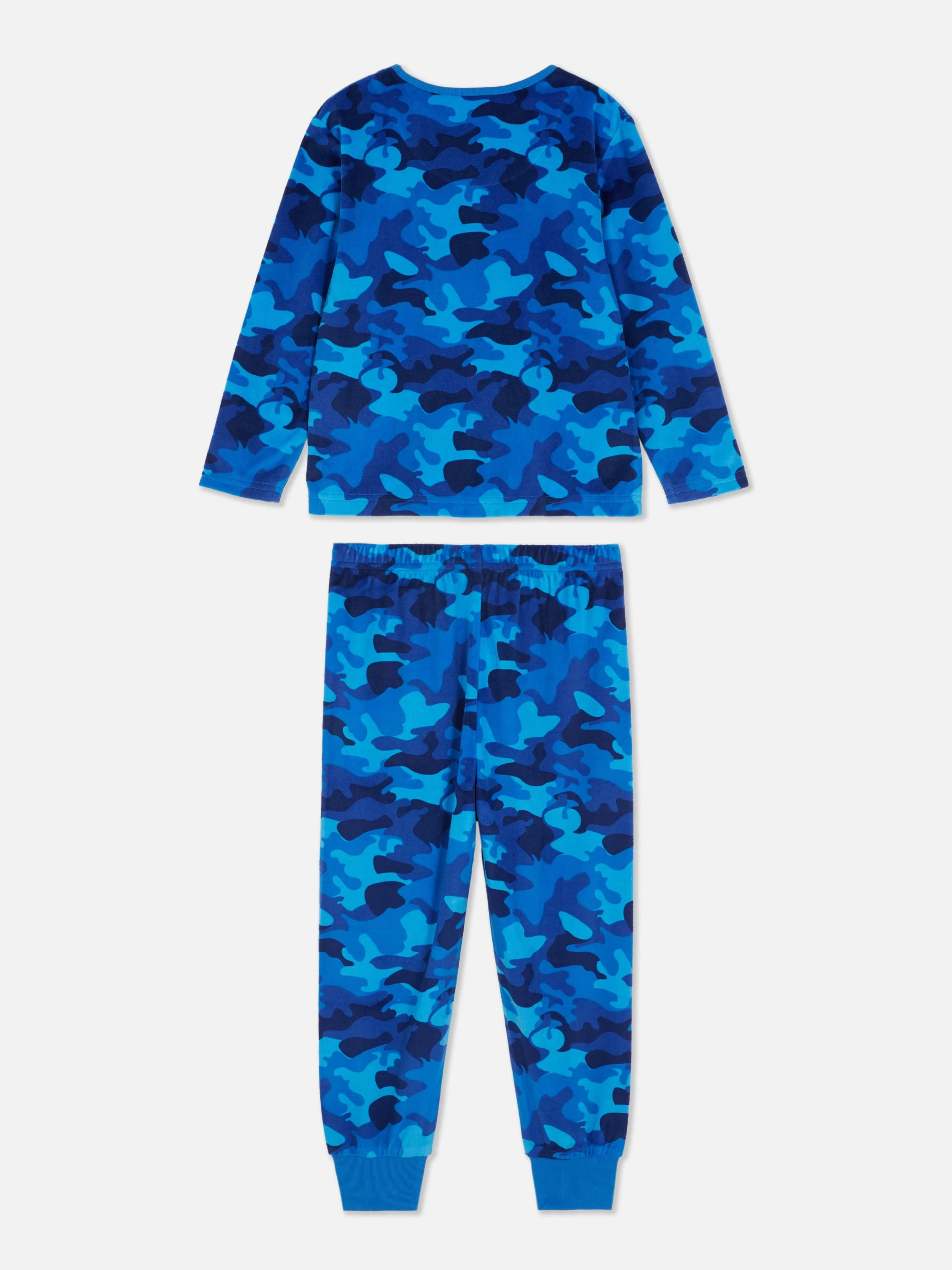 Shop Primark Pyjama En Velours à Motif Camouflage Bleu