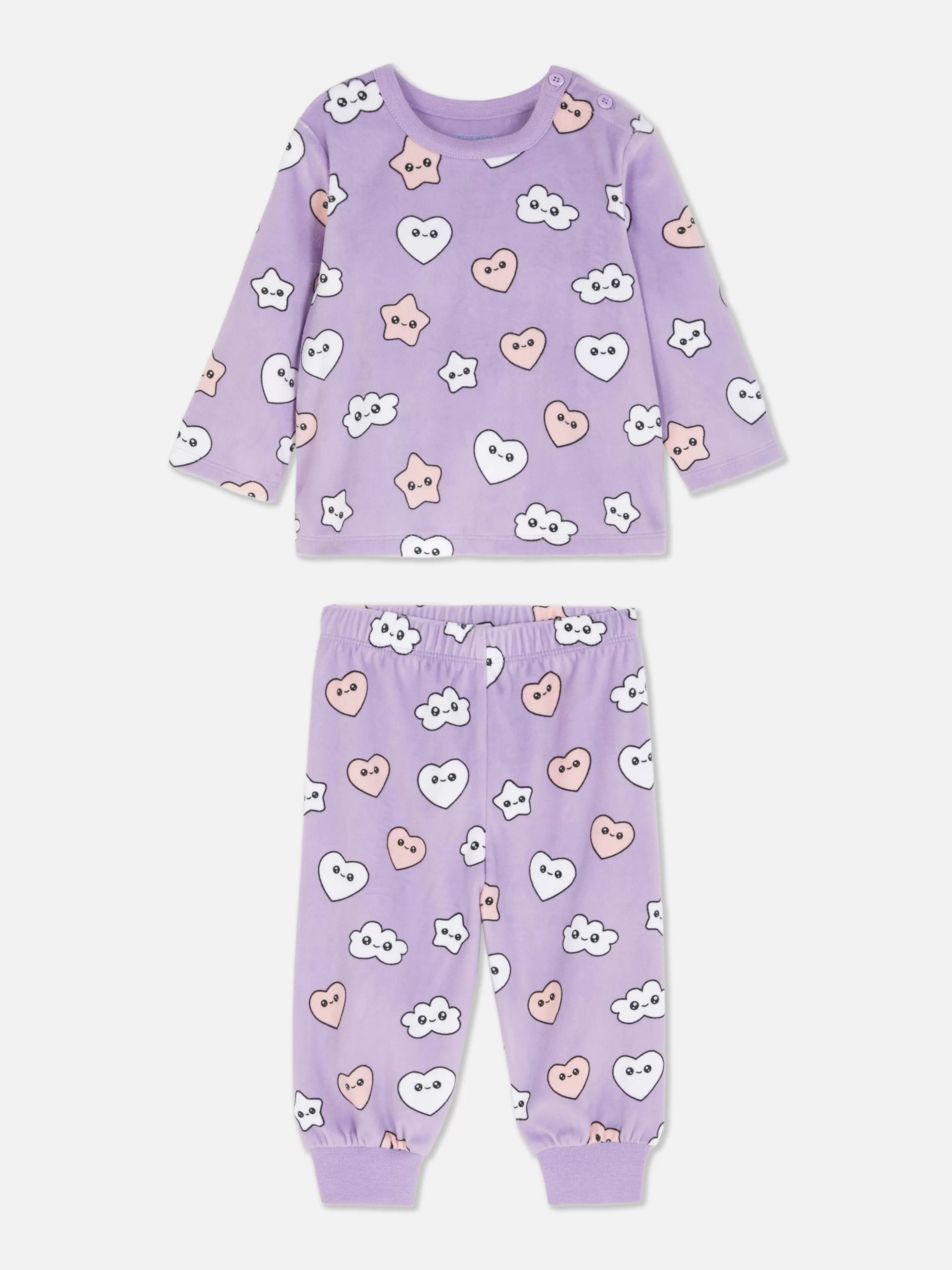 New Primark Pyjama En Velours Graphique Violet