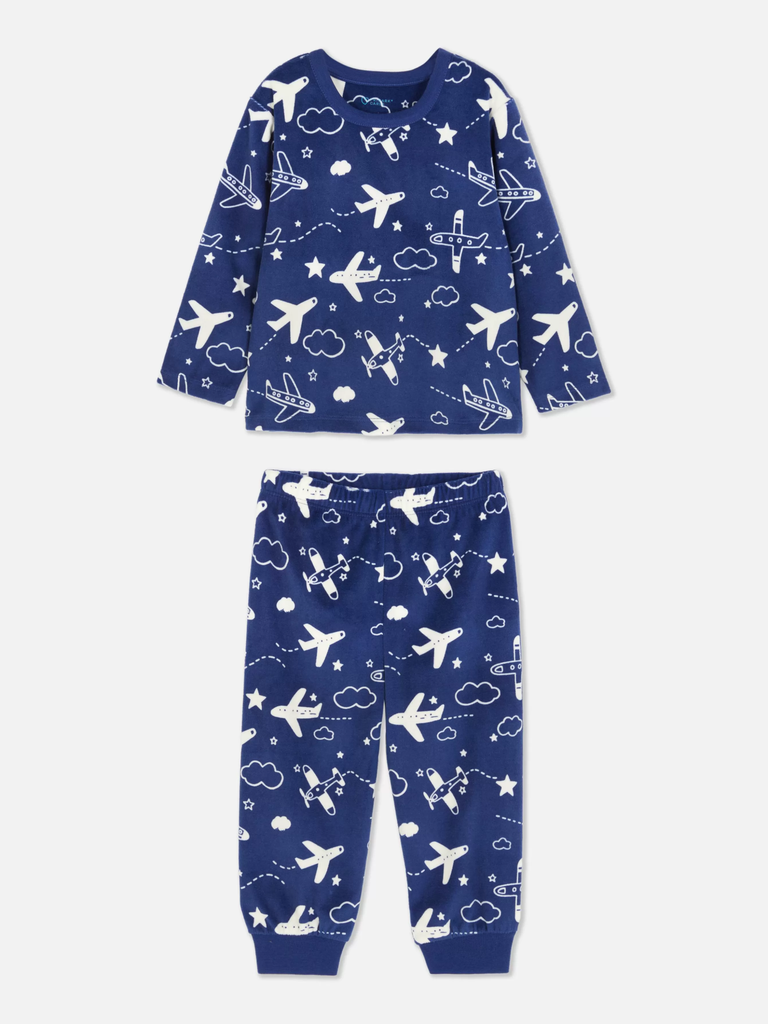 Cheap Primark Pyjama En Velours Graphique Bleu