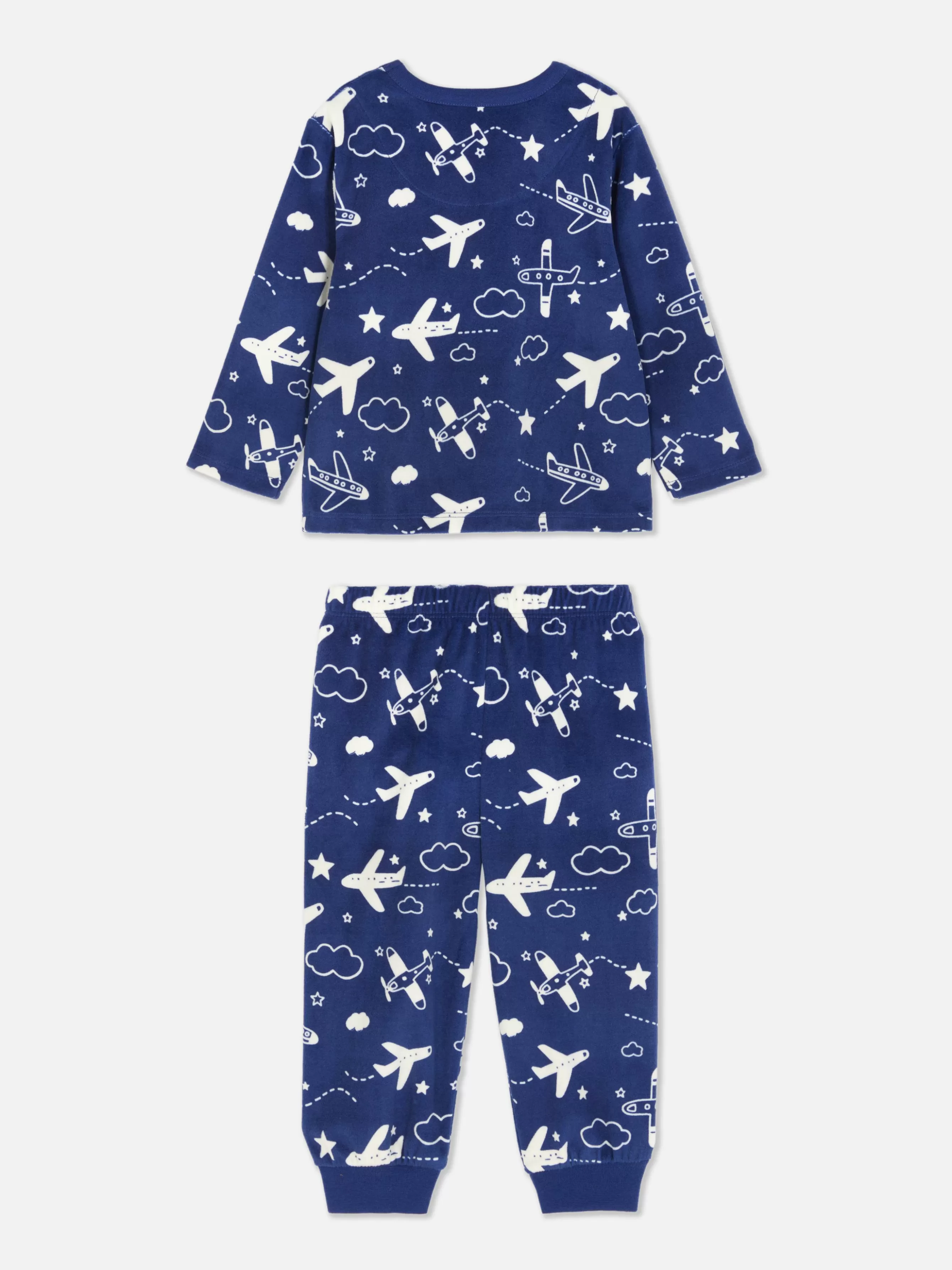 Cheap Primark Pyjama En Velours Graphique Bleu